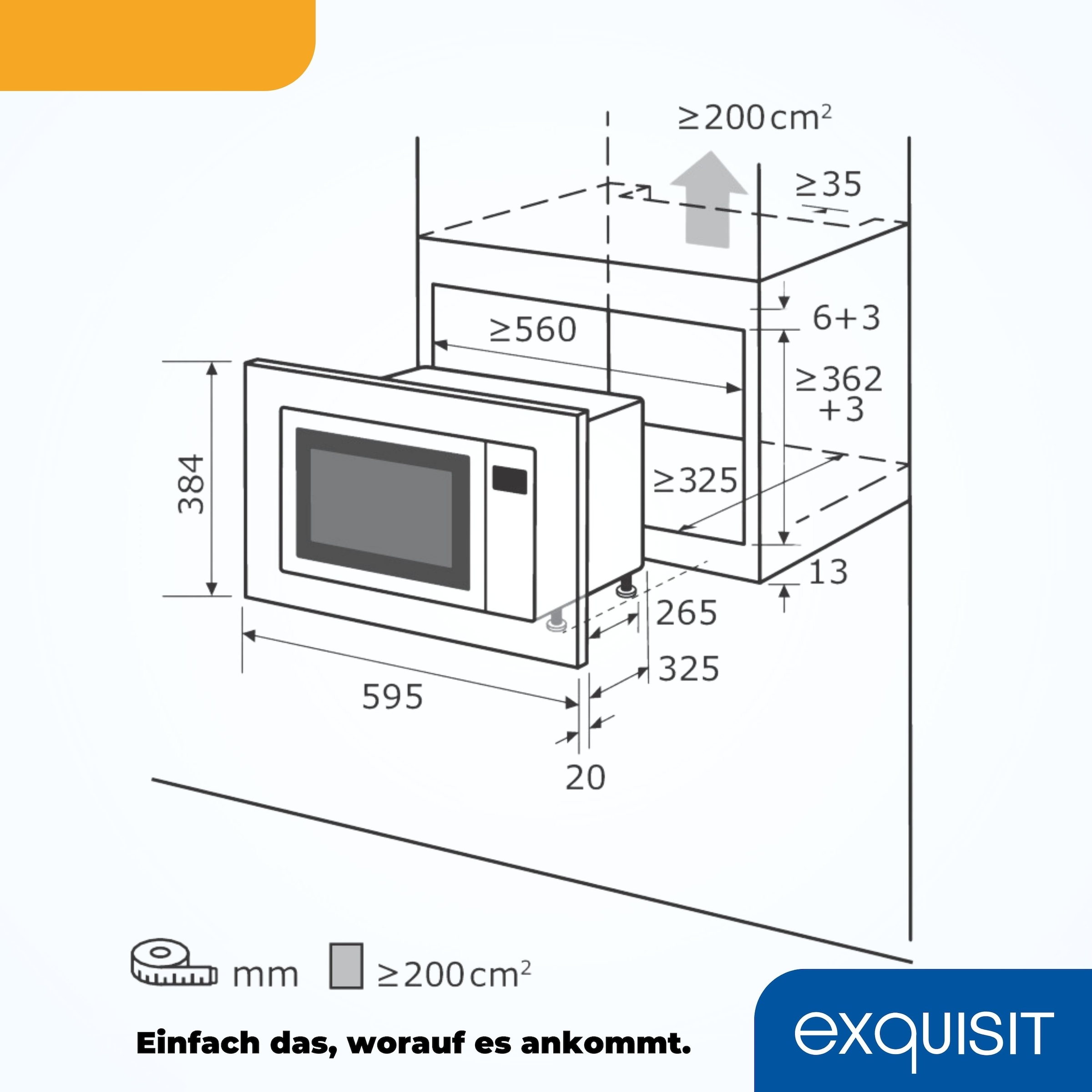 exquisit Einbau-Mikrowelle »EMW10-020«, Mikrowelle, 1300 W