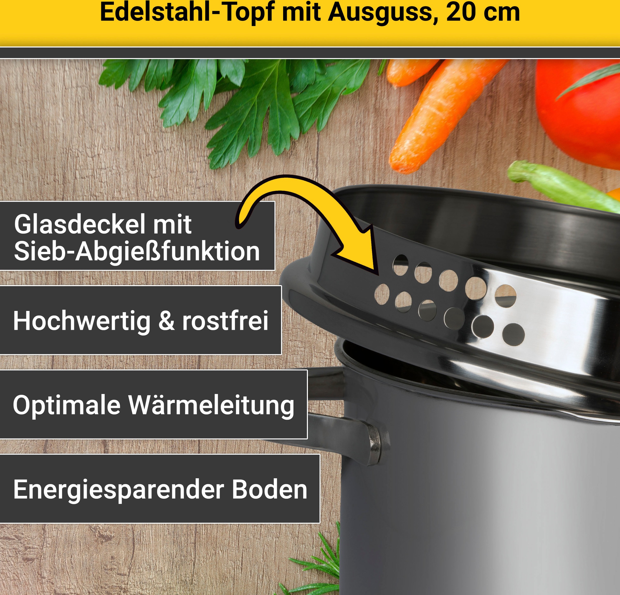Krüger Kochtopf, Edelstahl 18/8, (1 tlg.), Induktion