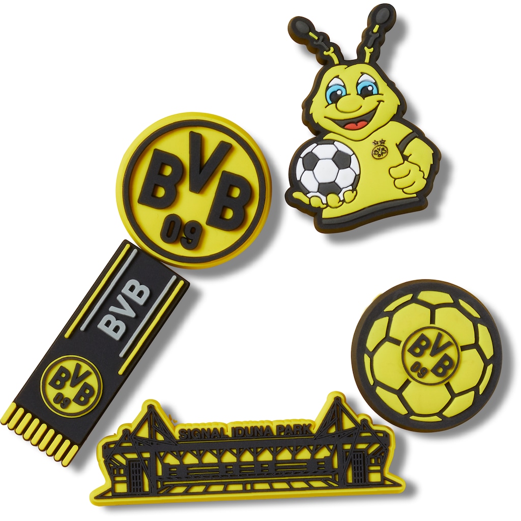 Crocs Schuhanstecker »Jibbitz™ BVB (Fußball Borussia Dortmund)«, (Set, 5 tlg., Kein Spielzeug. Nicht für Kinder unter 3 Jahren geeignet)