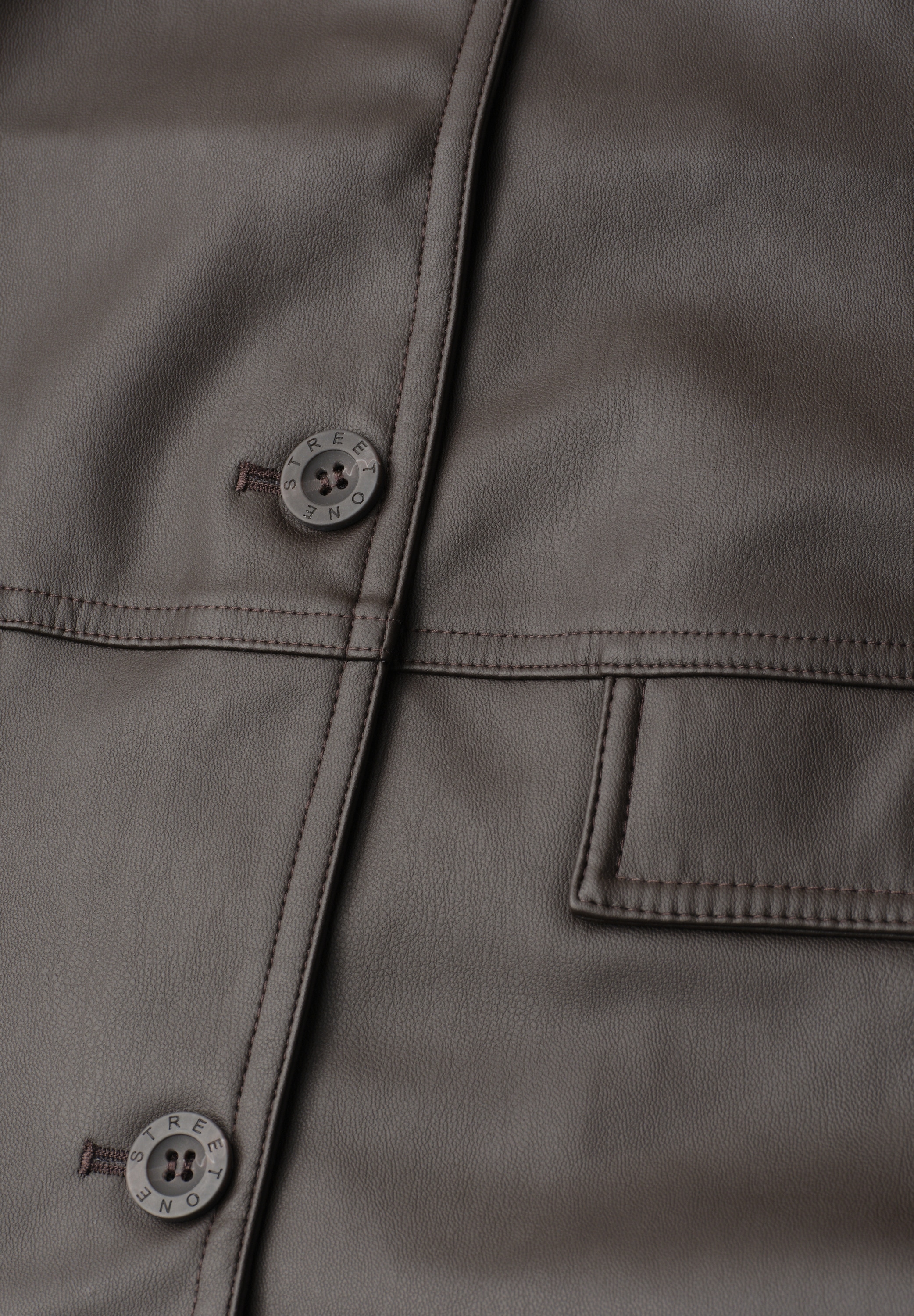 STREET ONE Blouson ohne Kapuze im Leder-Look mit Knöpfen