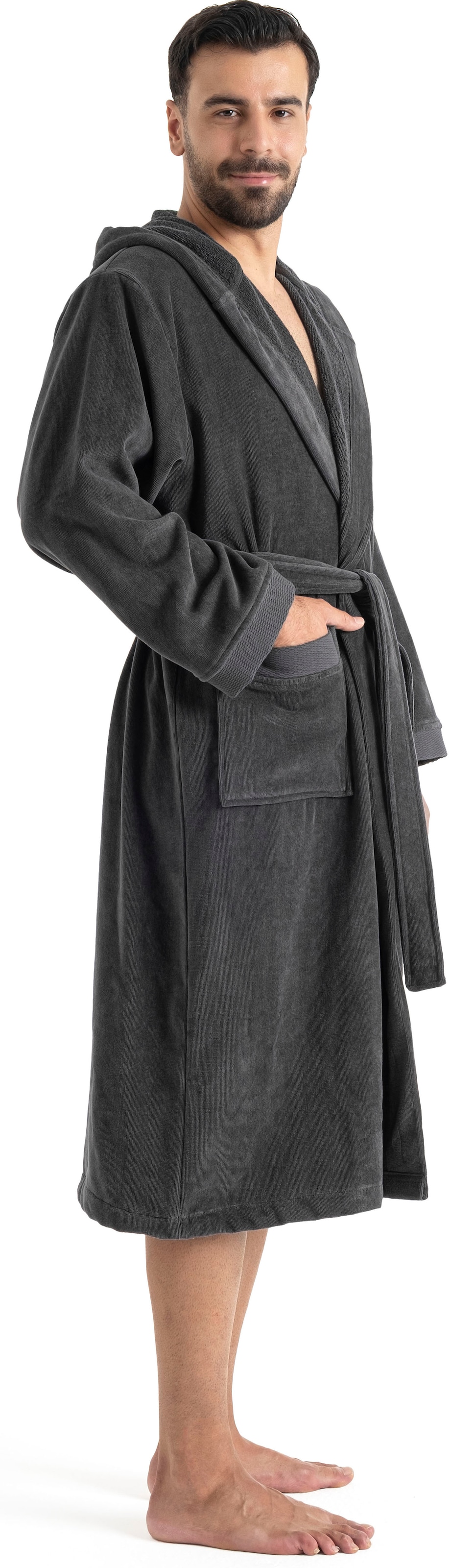 OTTO home Unisex-Bademantel »Fenya, 330 g/m², Premium, Hotelbademantel, Morgenmantel,  Sauna & Spa« 1 Stk. Reißverschlusstaschen, weich mit GRATIS-Zugabe: 1x Duschtuch 70x140 cm