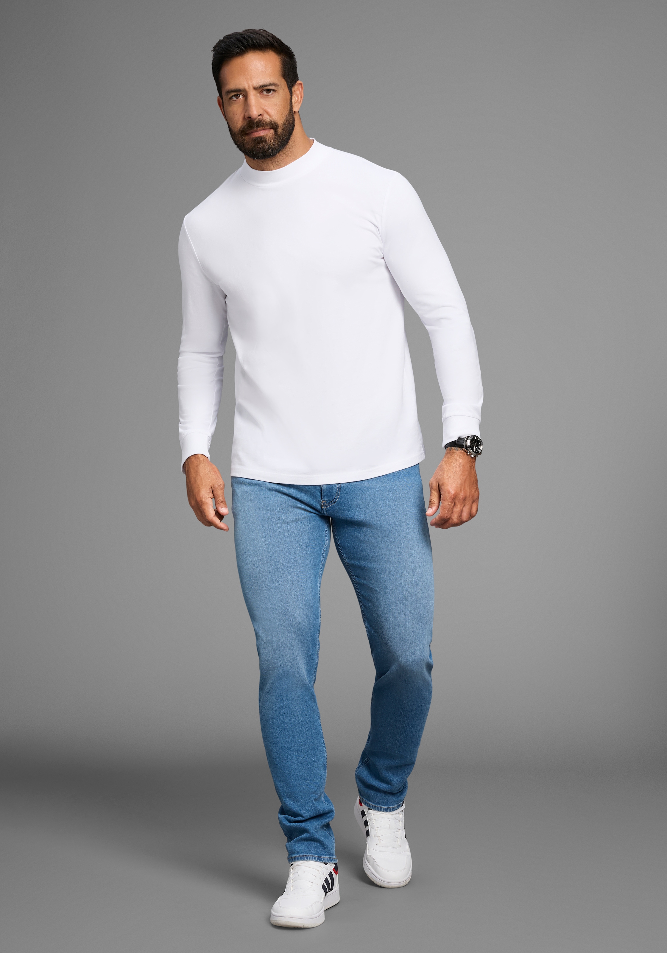 Man's World Stehkragenshirt »Neue Kollektion!«, mit Bündchen