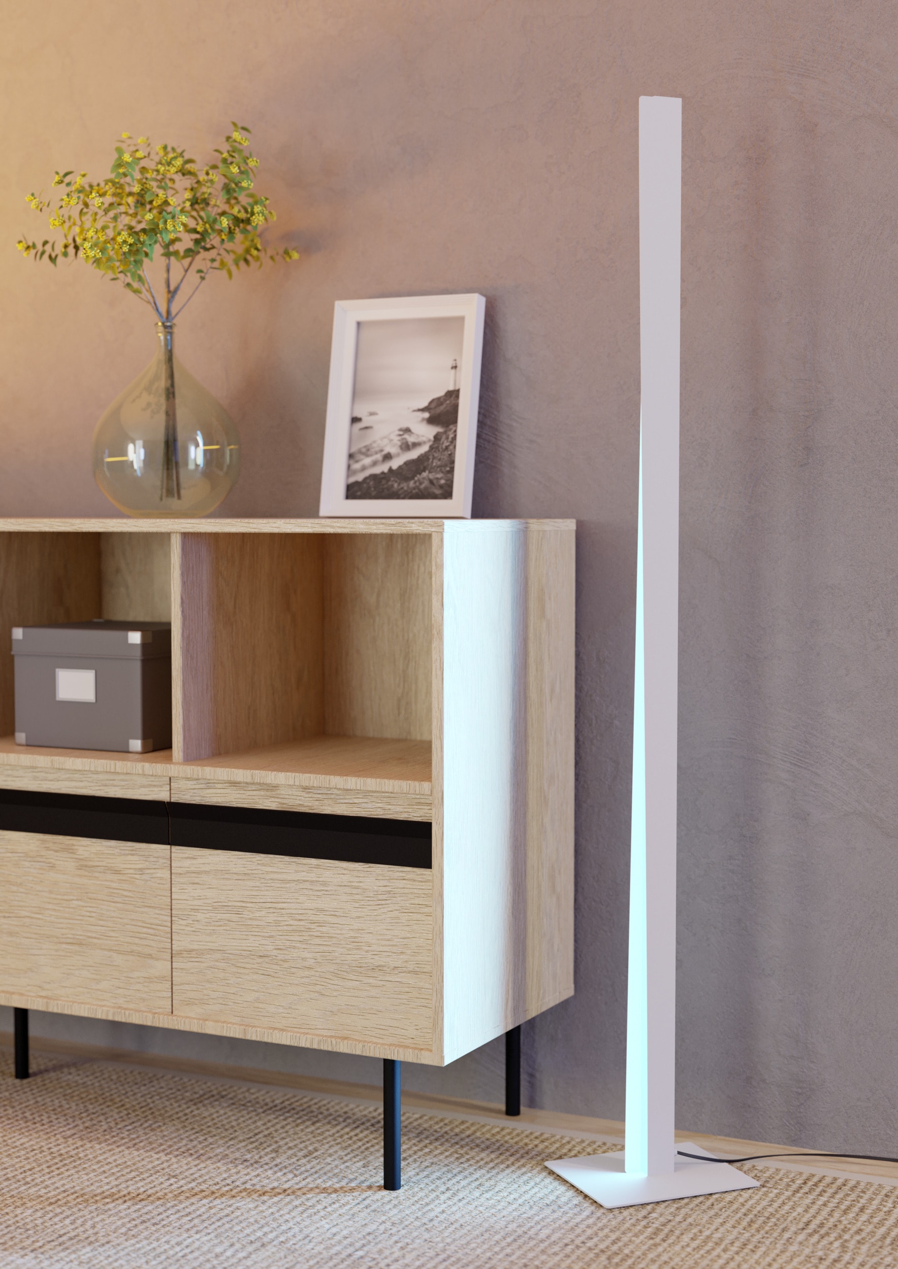 EGLO Stehlampe »BOLOGNANO-Z Stehlampe - Alu, Stahl - LED;LED - 10,5W;15,2W - IP20« LED-Modul 1 Stk. Kaltweiß | Neutralweiß | RGB | Warmweiß Standleuchte, Leselampe, Wohzimmer, Schlafzimmer, L6,5 x B2,5 x H150cm