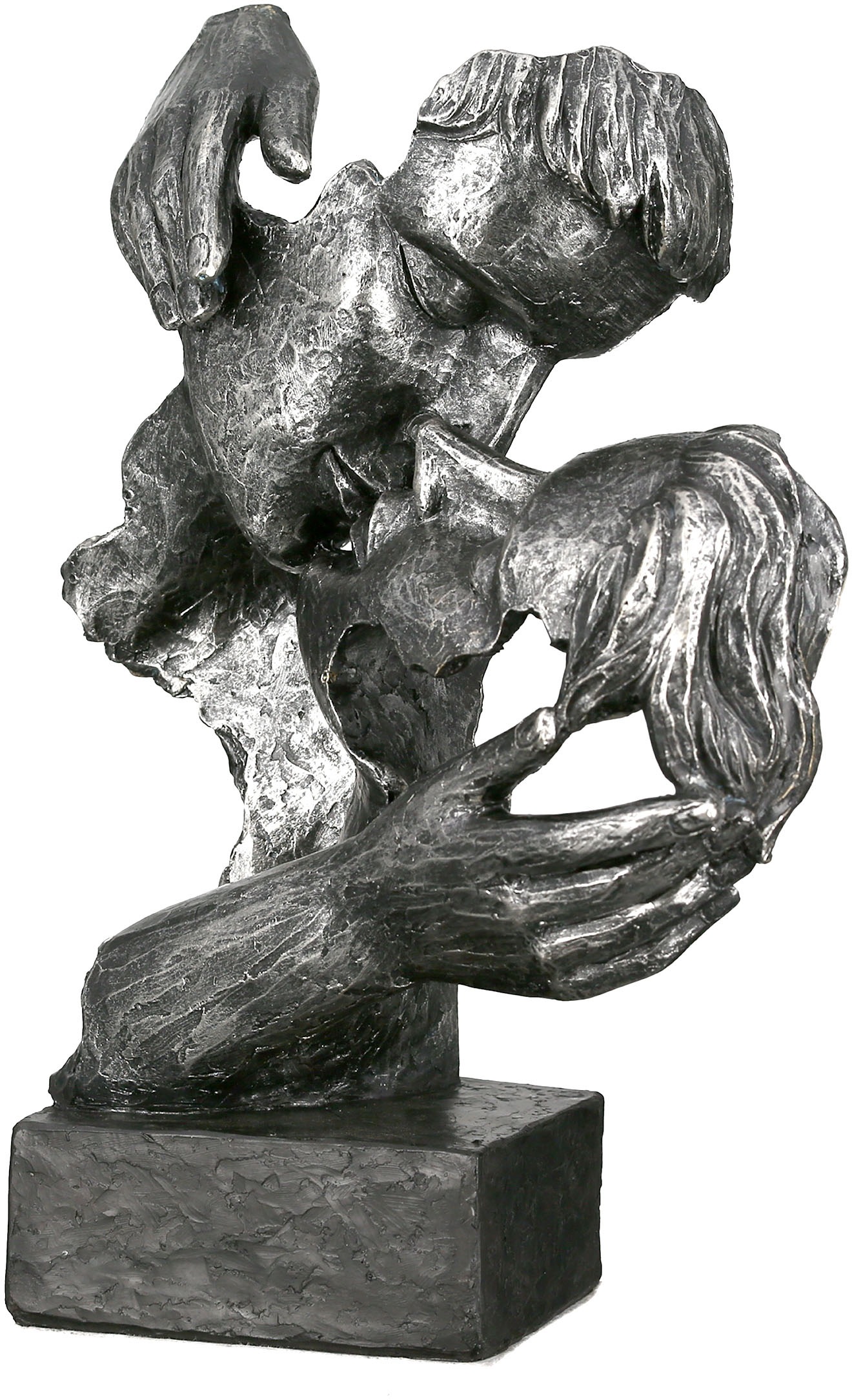 GILDE Dekofigur »Skulptur Addiction, anthrazit«, (1 St.), Dekoobjekt, Höhe 28 cm, küssendes Pärchen, antikfinish, mit Spruchanhänger, Wohnzimmer