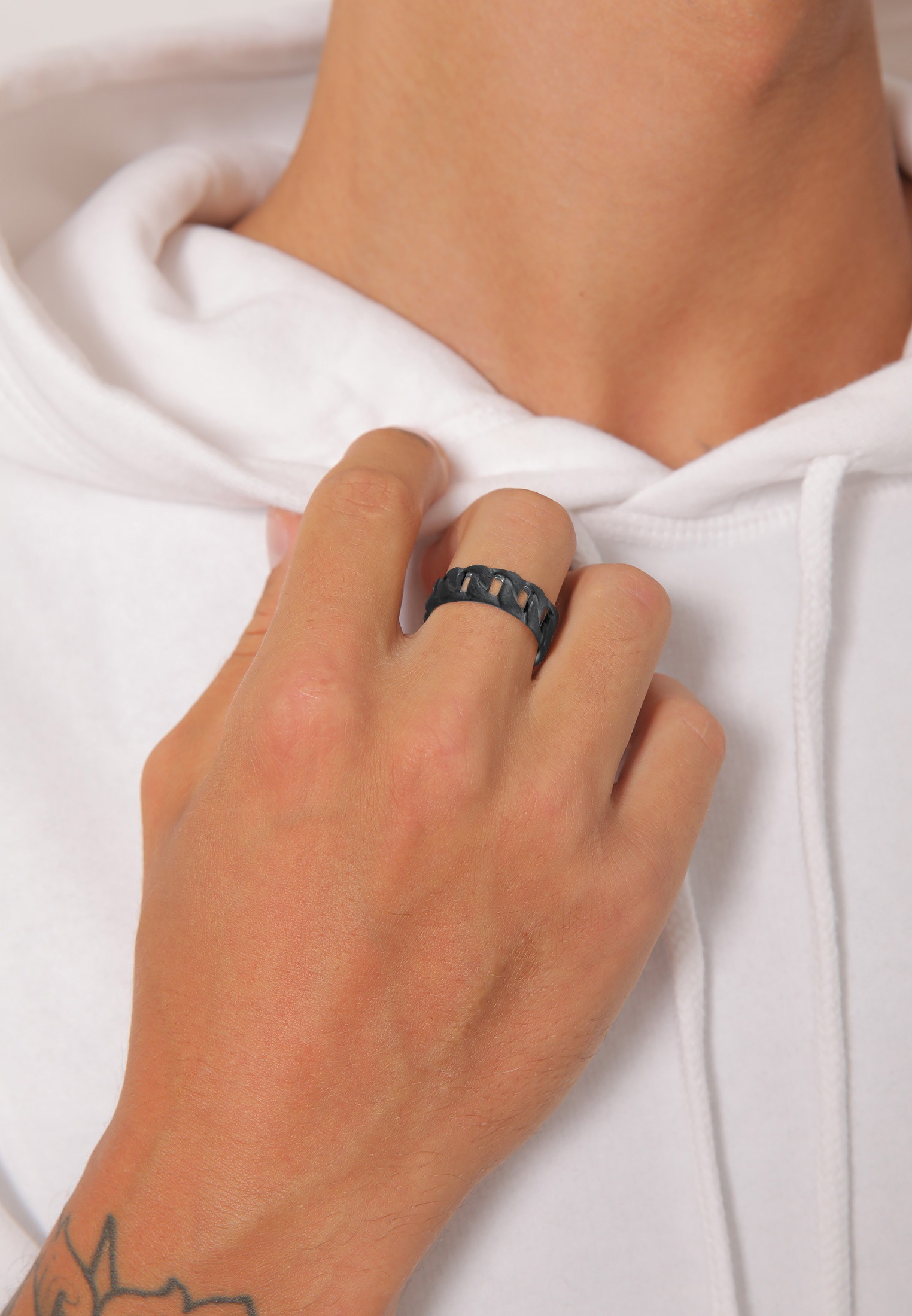 Kuzzoi Silberring »Ring Herren Chunky Chain Look Panzerglieder 925 Silber«