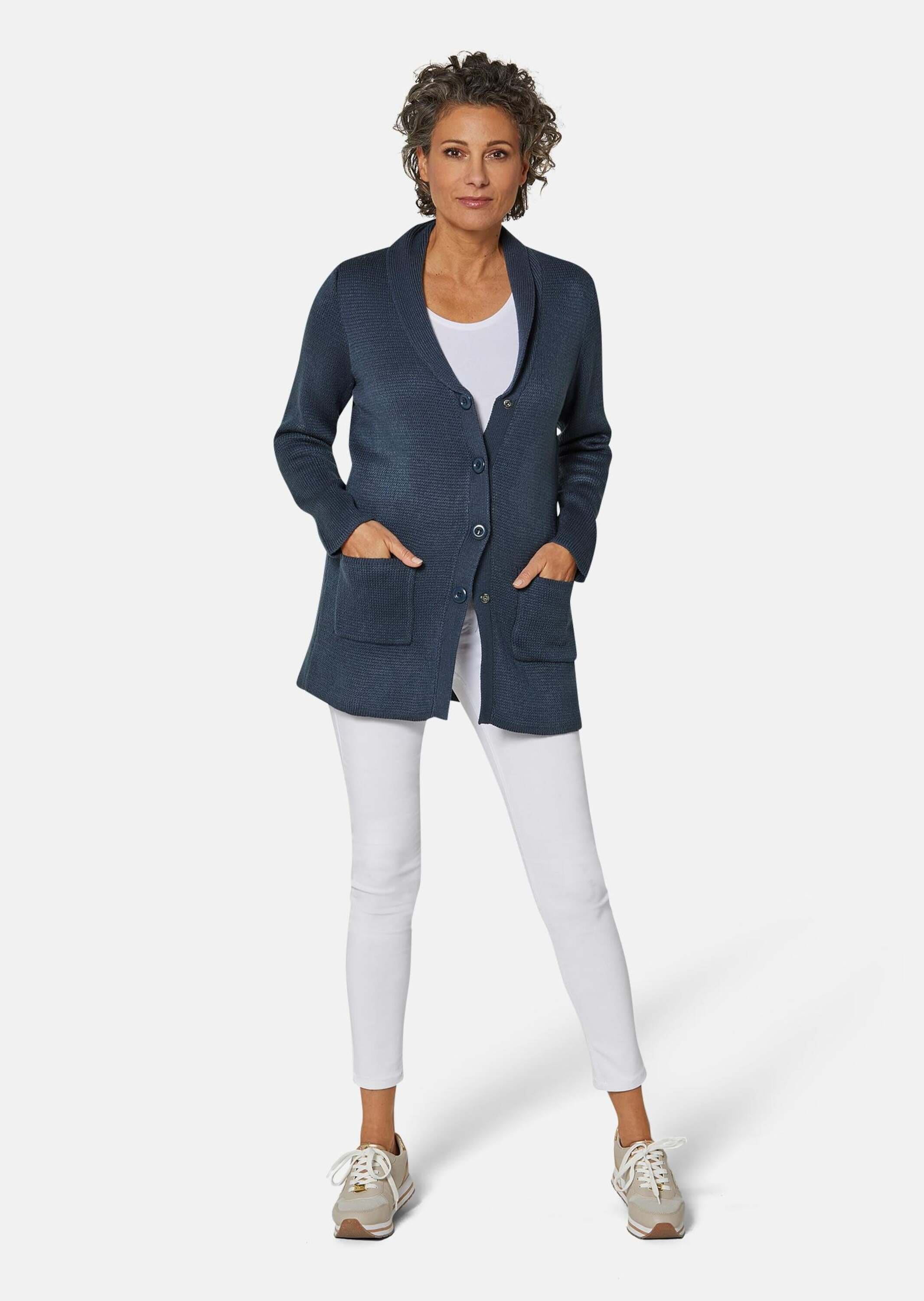 GOLDNER Strickjacke »Kurzgröße Kuschelweiche Strickjacke in kaschierender Länge«