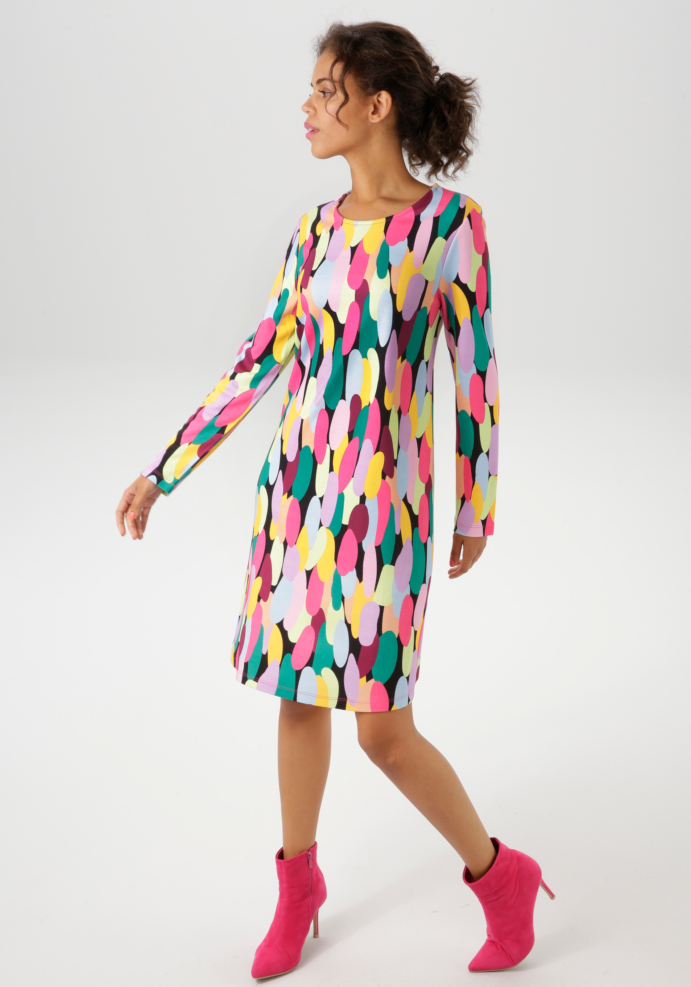 Aniston CASUAL Jerseykleid, mit farbenfrohen, grafischen Druck