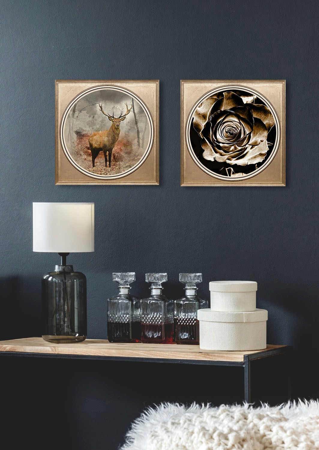 queence Acrylglasbild »Hirsch«, Hirsch-Wildtiere-Gemälde-Kunst-Hirschbilder-Hirsche-Wald-Waldbilder, Fine Art-Print in Galeriequalität