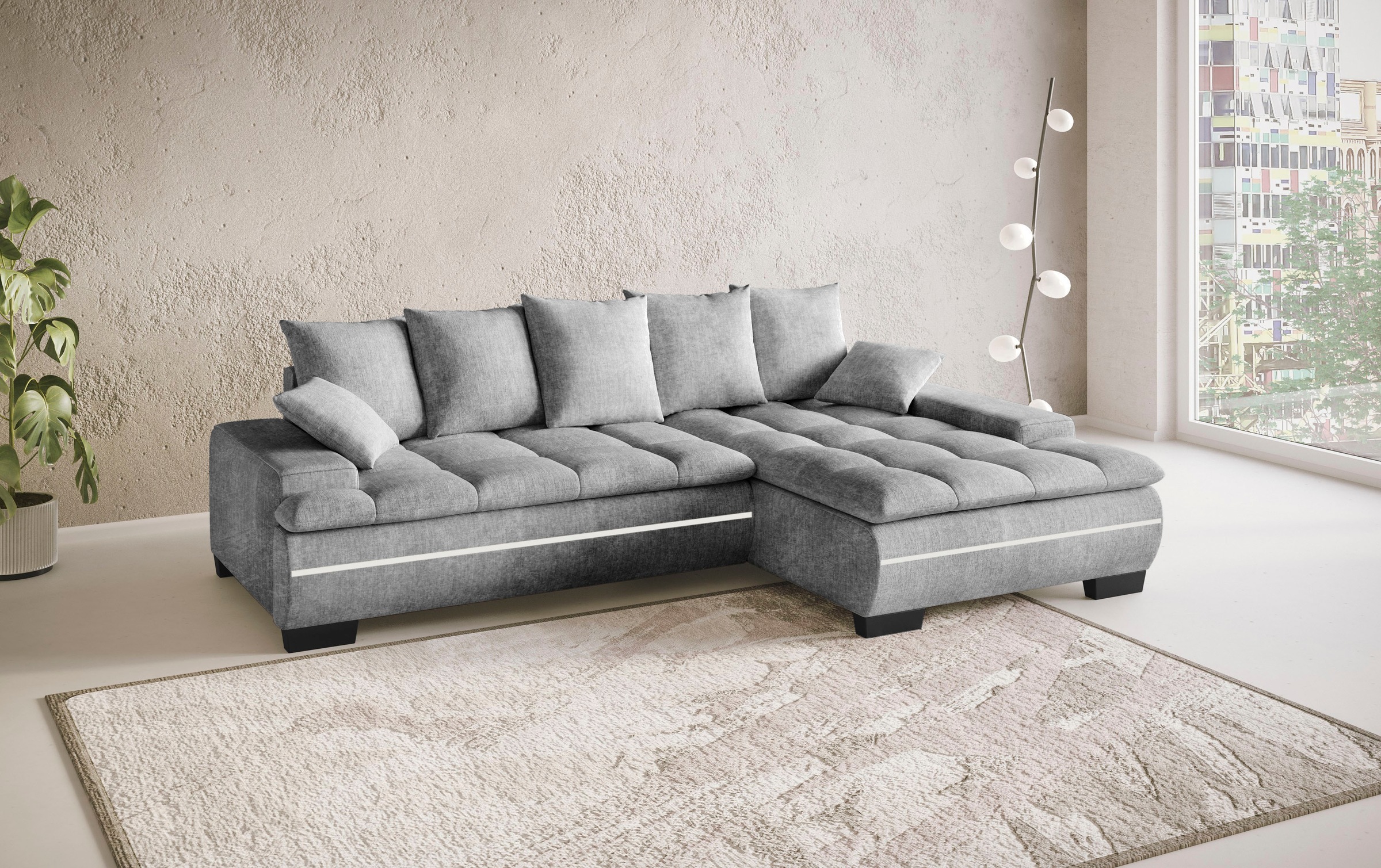 Mr. Couch Ecksofa »Haiti II, L-Form«, RGB-LED Beleuchtung, Kaltschaum, wahlweise mit Bett, Bettkasten