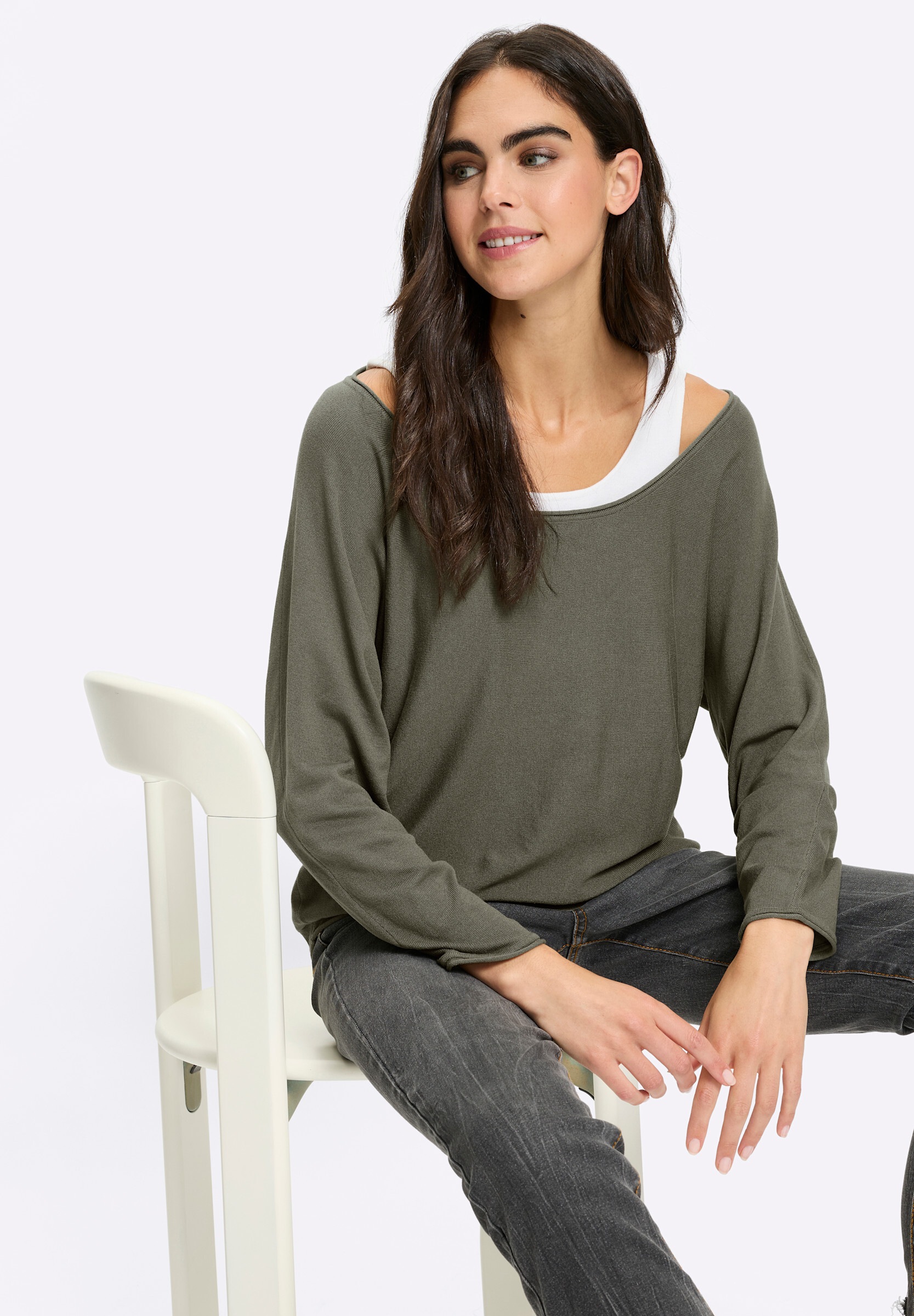 heine Longpullover »2-in-1-Pullover 2-in-1-Pullover mit Fledermausärmeln.«