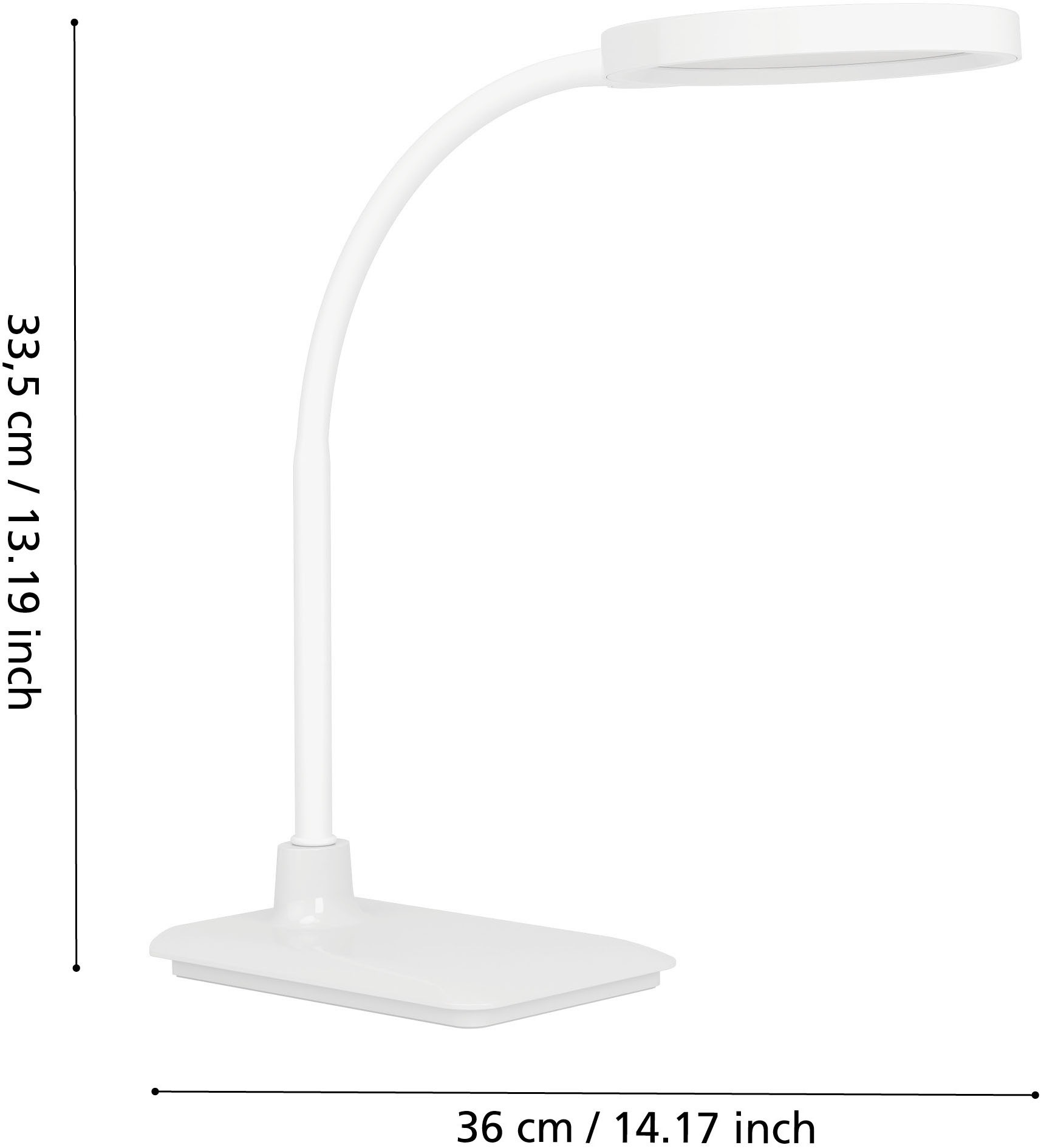 EGLO Tischleuchte »LAURO Tischlampe - Kunststoff - LED - 1X5,5W - IP20« LED-Modul 1 Stk. Kaltweiß | Neutralweiß | Warmweiß Nachttischlampe, Schreibtischleuchte, Leselampe, L33,5 x B14 x H36 cm