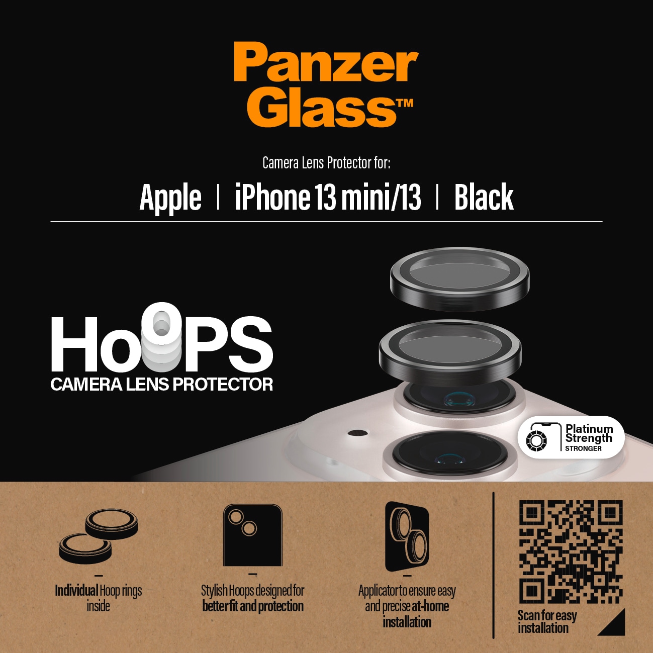 PanzerGlass Kameraschutzglas »Hoops«, für Apple iPhone 13 mini-Apple iPhone 13, Schutzglas, Linsenschutz, Kameraschutz, Abdeckung, stoßfest, kratzfest