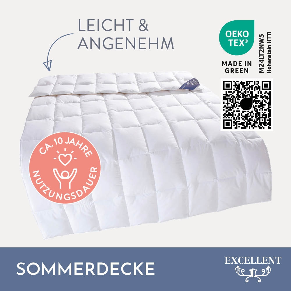 Excellent Daunenbettdecke + 3-Kammer-Kopfkissen »Venedig, 2-tlg, hergestellt in Deutschland, verschiedene Größen«, (Spar-Set, 2-Tlg.), Decke mit Kissen,Set, Sommer, Winter, Bettdecke 135x200 cm, 155x220 cm