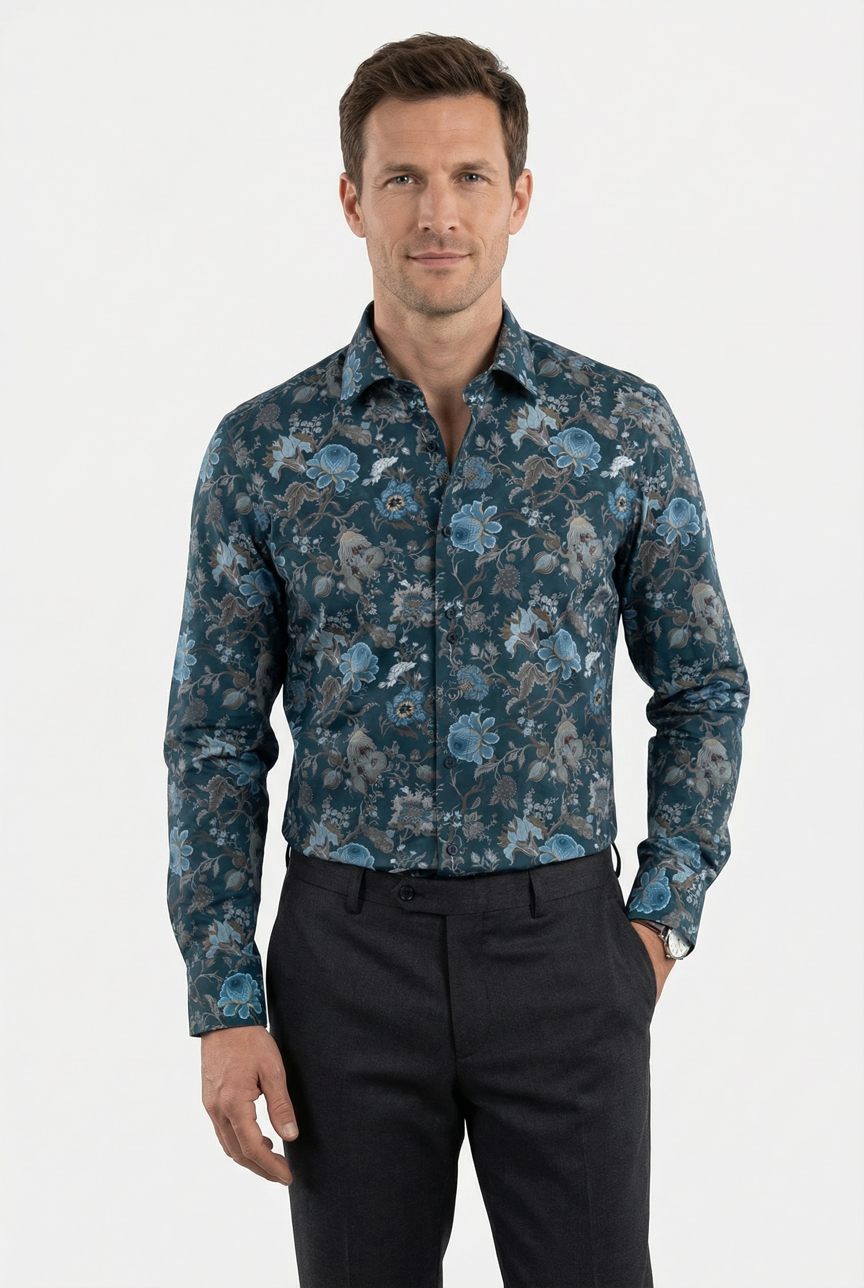 OLYMP Langarmhemd »Luxor« comfort fit, Businesshemd, New-Kentkragen, gemustert
