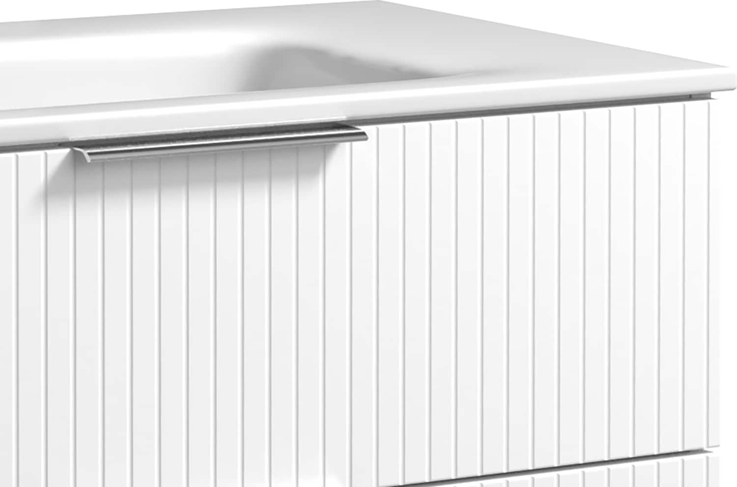 welltime Waschtisch »G-Line«, mit Keramik Waschbecken, Schubladen mit Softclose, trendig geriffelt