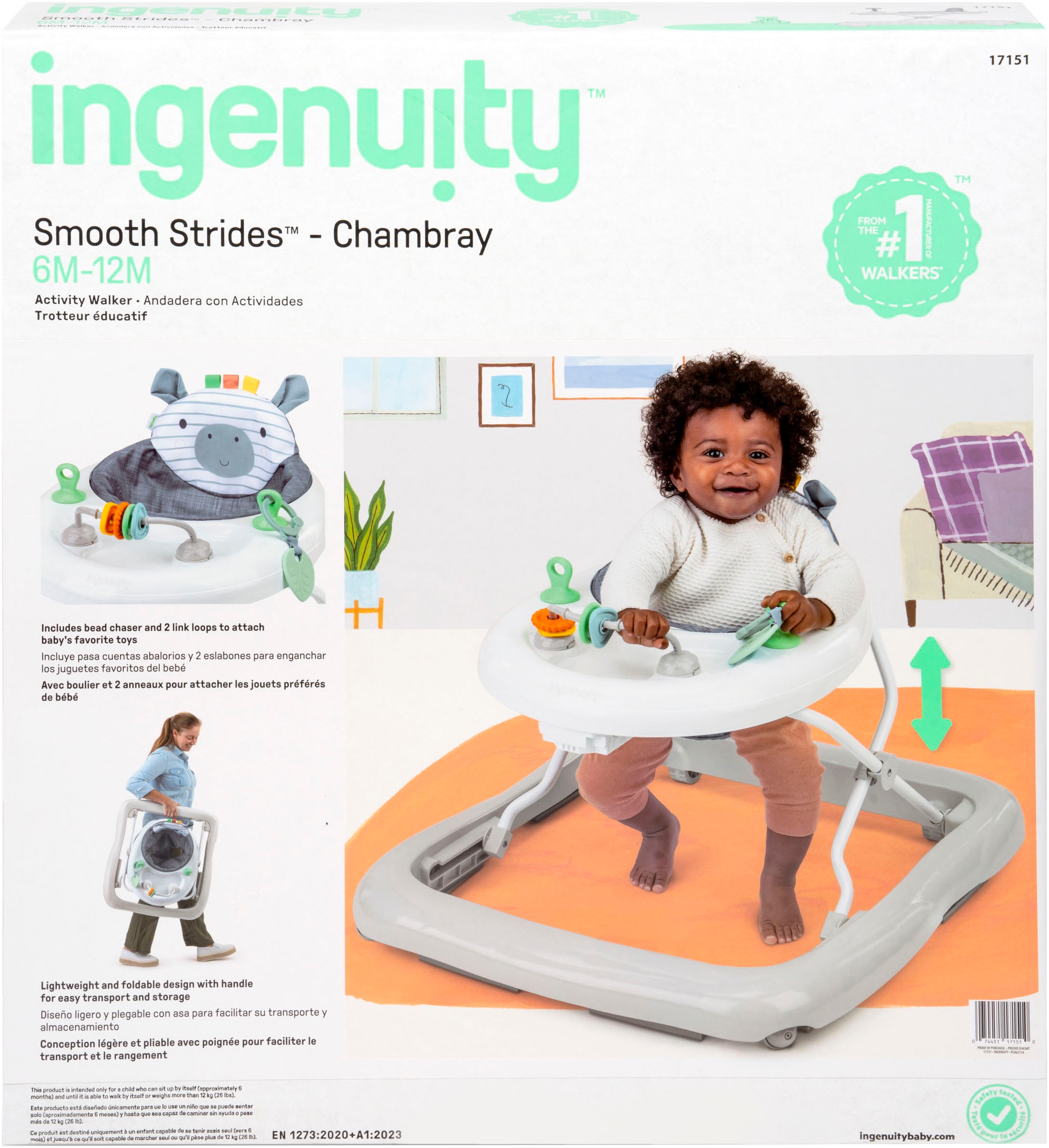 ingenuity Lauflernhilfe »Smooth Strides Activity Walker - Chambray«