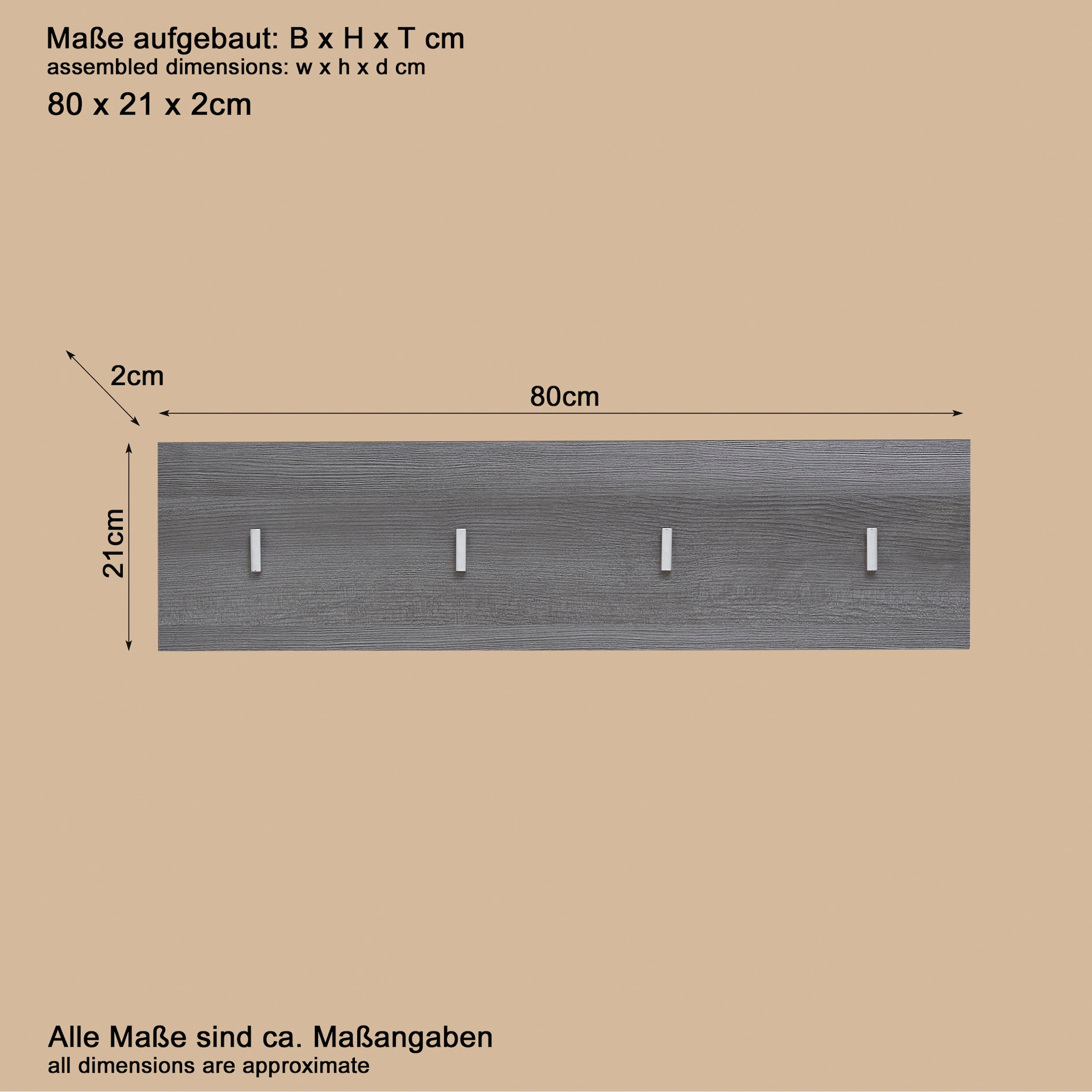 INOSIGN Garderobenpaneel »Sovana« Wandpaneel zur Wandmontage - (B/T/H) 80/2/21 cm