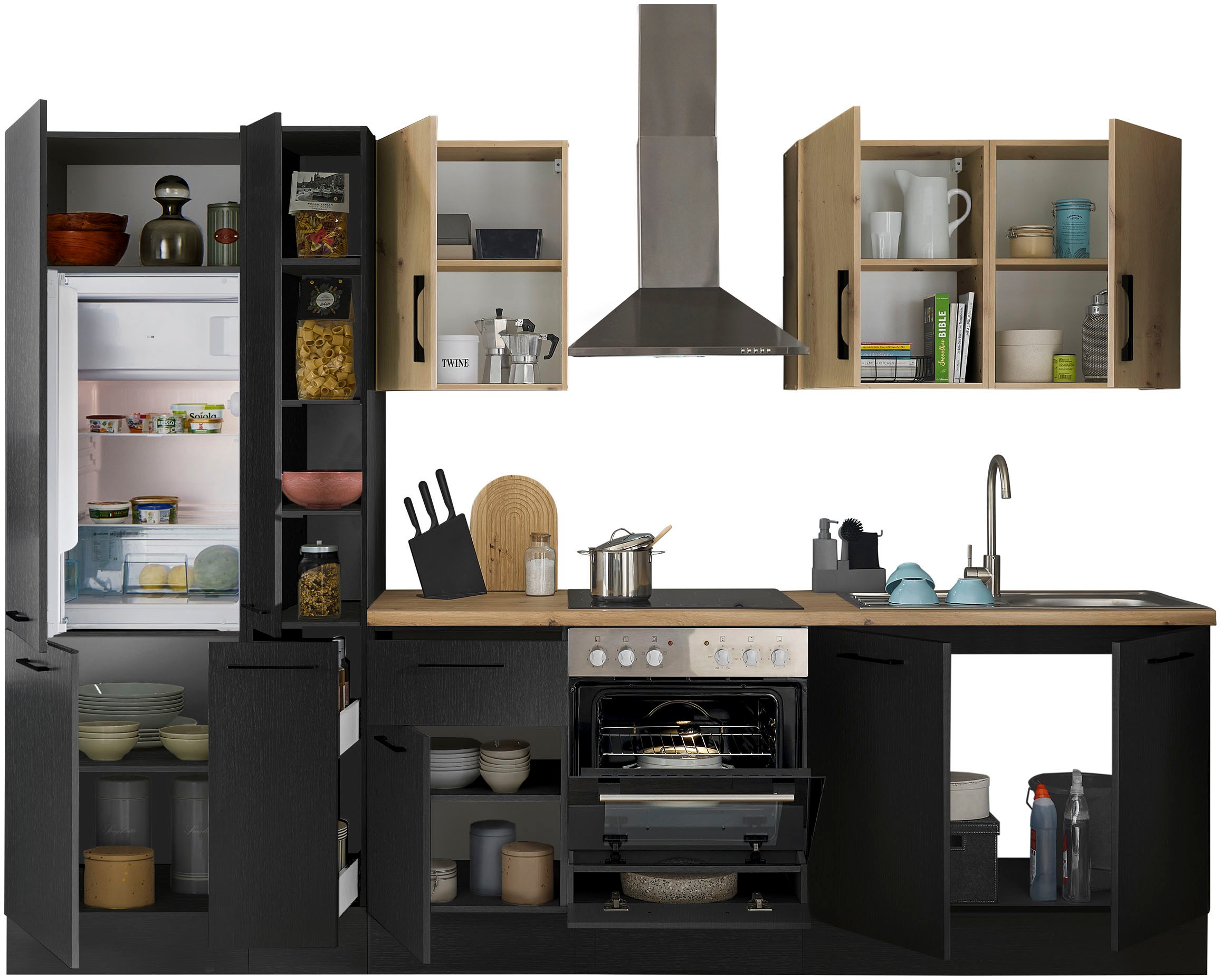 BASIC by Balculina Küchenzeile »Turin«, Breite 300 cm, wahlweise mit E-Geräten