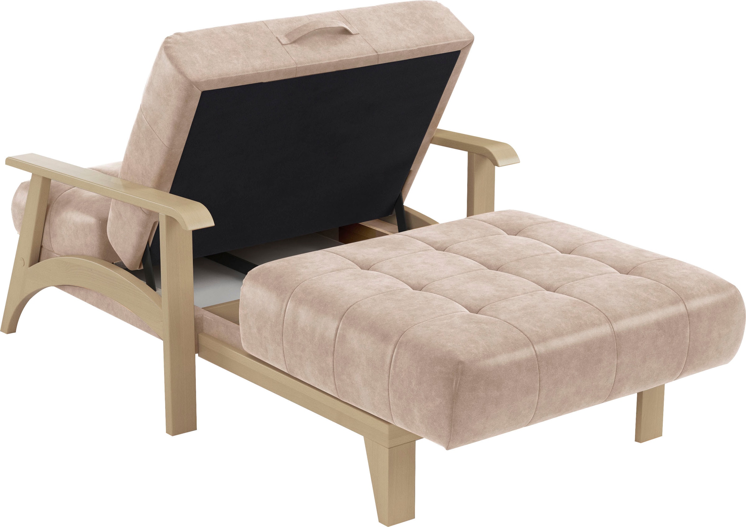 sit&more Recamiere »Billund«, Armlehnen aus Buchenholz in natur, verschiedene Bezüge und Farben