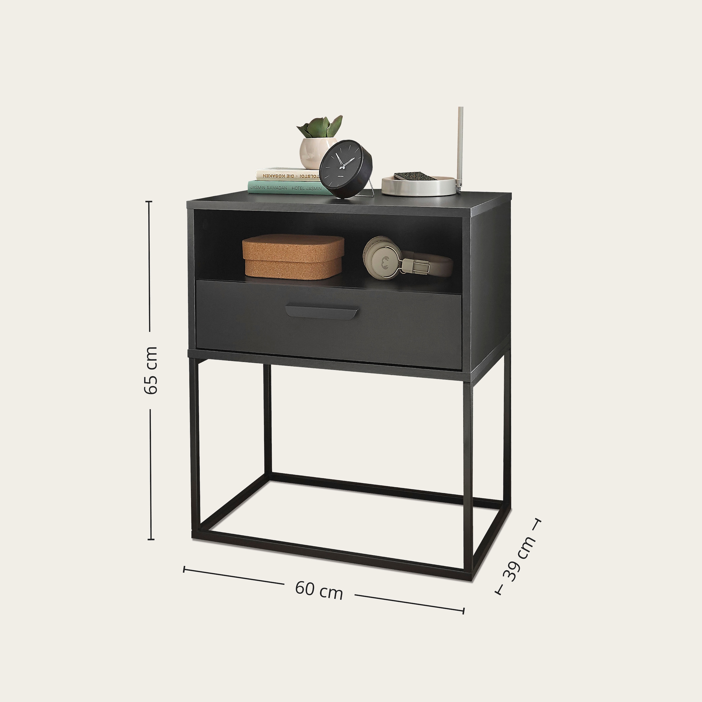 Schlafkontor Nachtkommode »Cudro Nachttisch auf Fußgestell« mit einem offenen Fach für schnellen Zugriff