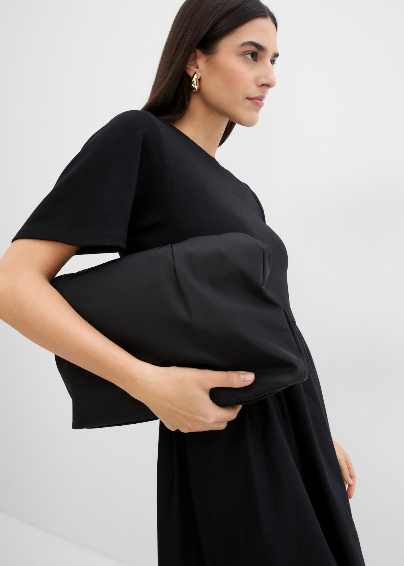 bonprix Midikleid aus Baumwolle, A-Linien-Passform, Kurzarm-Design, Midilänge