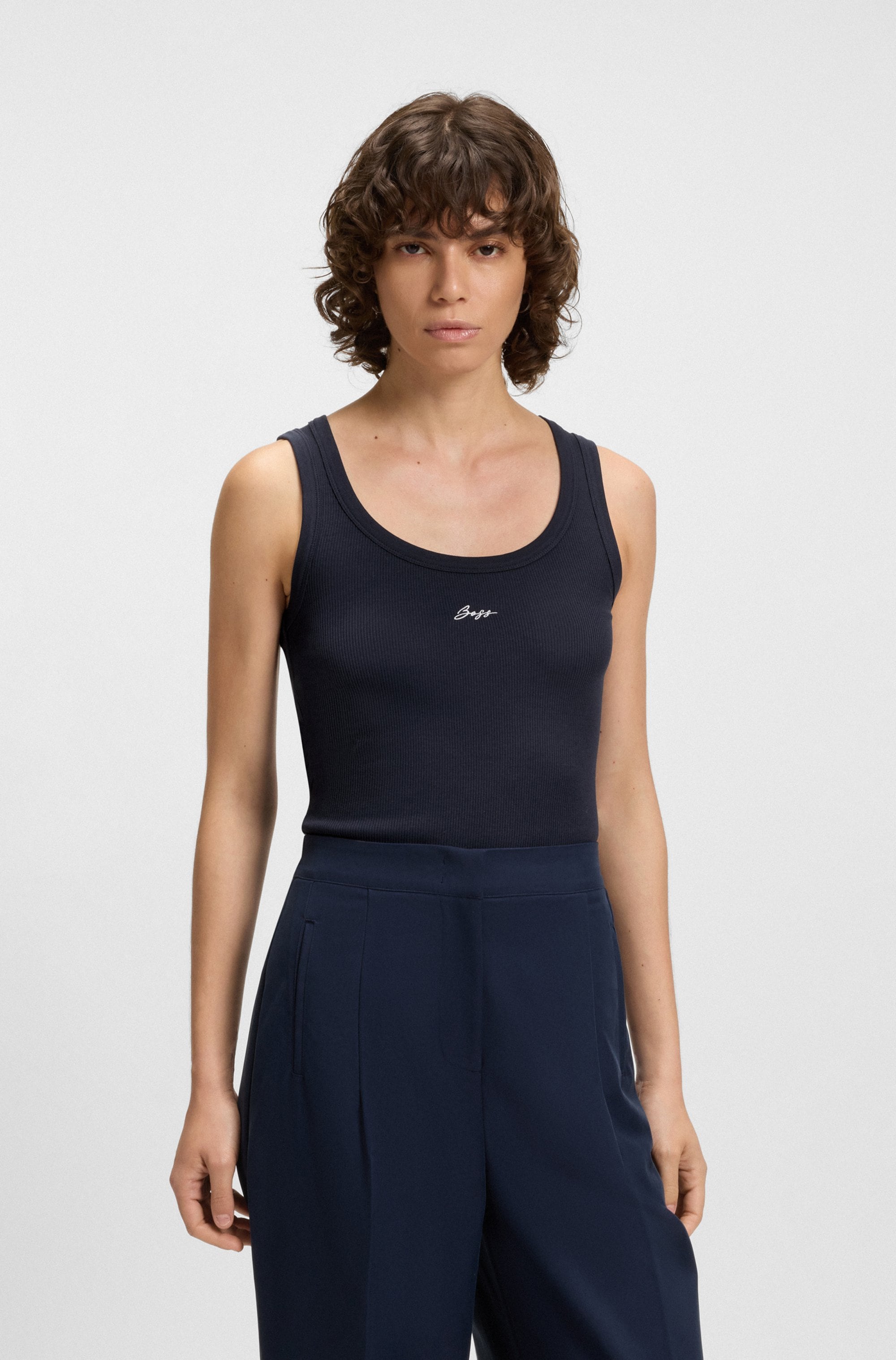 Boss Orange Damen Tanktop »Ematite Premium Damenmode« mit gerippter Struktur, Größe L (40)