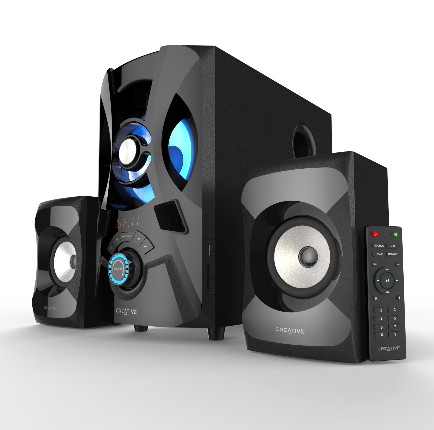 Creative 2.1 Soundsystem »SBS E2900 Lautsprecher«, Bluetooth 5.0, MP3-Player, UKW Radio, LED