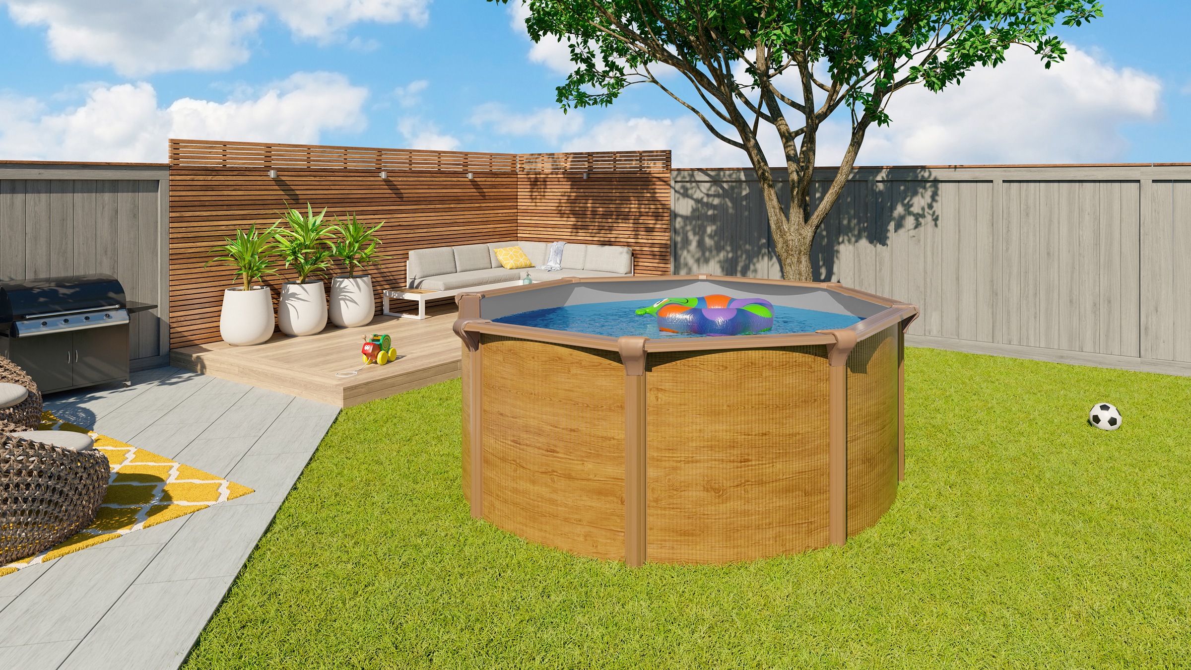 KWAD Rundpool »Green line Evolution« 5,5x1,32 wood Folie in blau, sand oder grau erhältlich