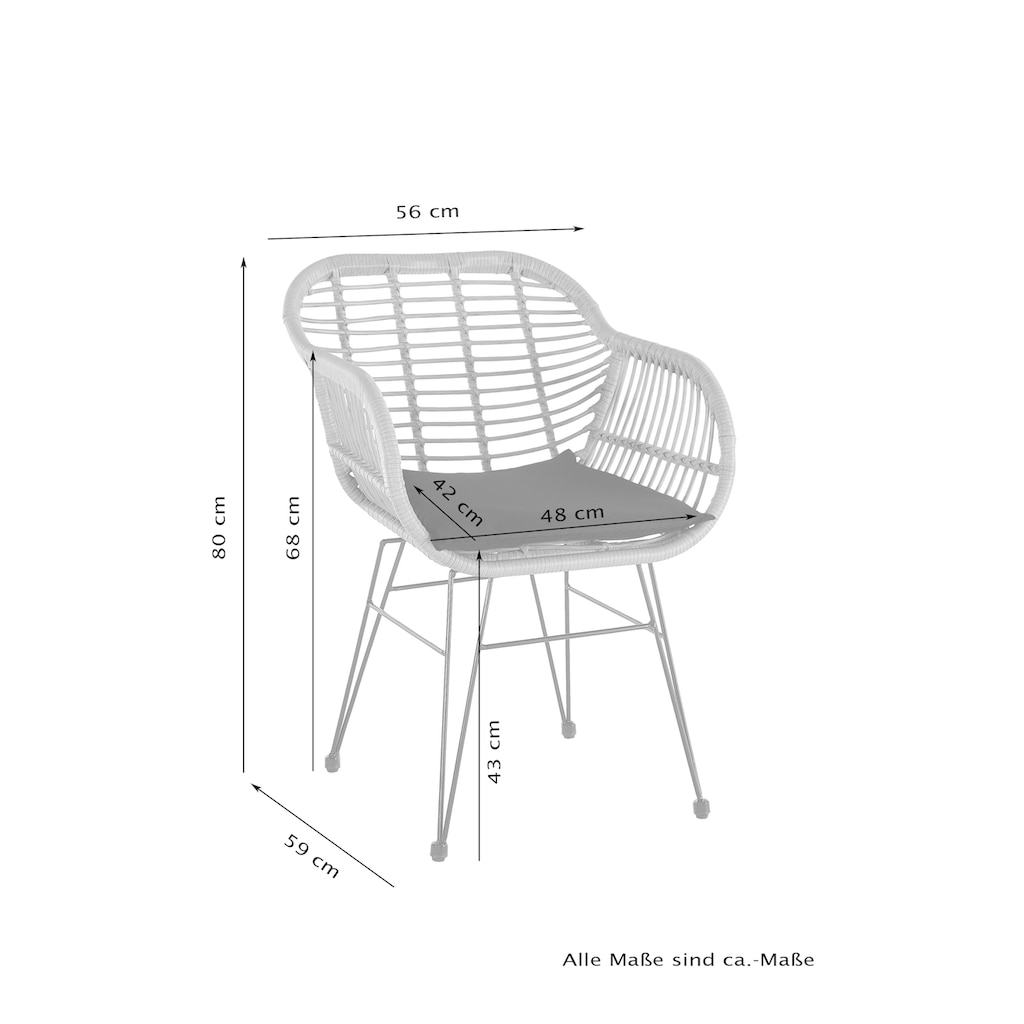 Homexperts Balkonset »Ylvi«, (5 tlg.), inklusive Sitzkissen und Beistelltisch, 2 Stühle mit Beistelltisch