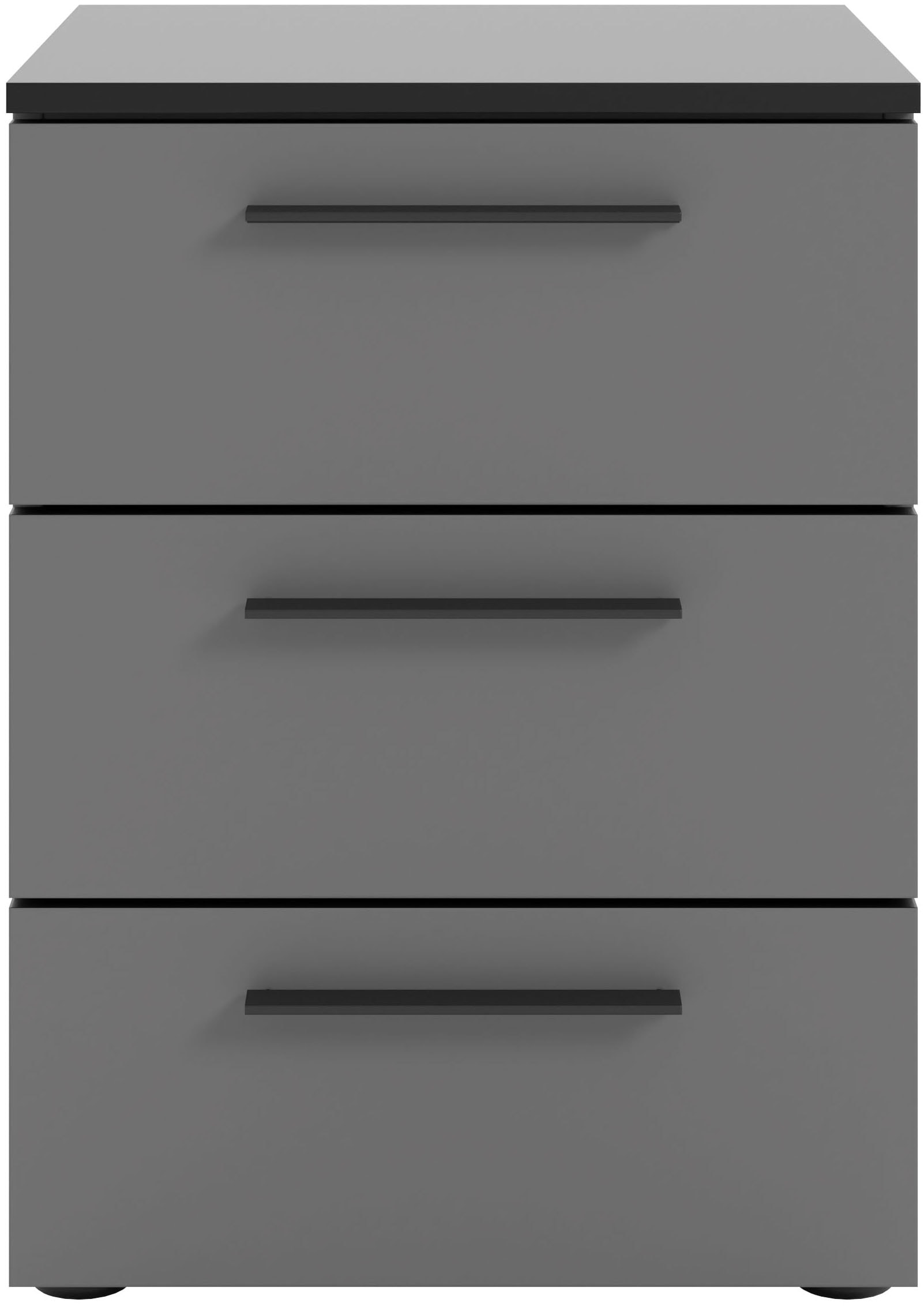 Manjana Möbel Nachtkommode »Nachtkommode mit Schwarz matten Metallgriffen«