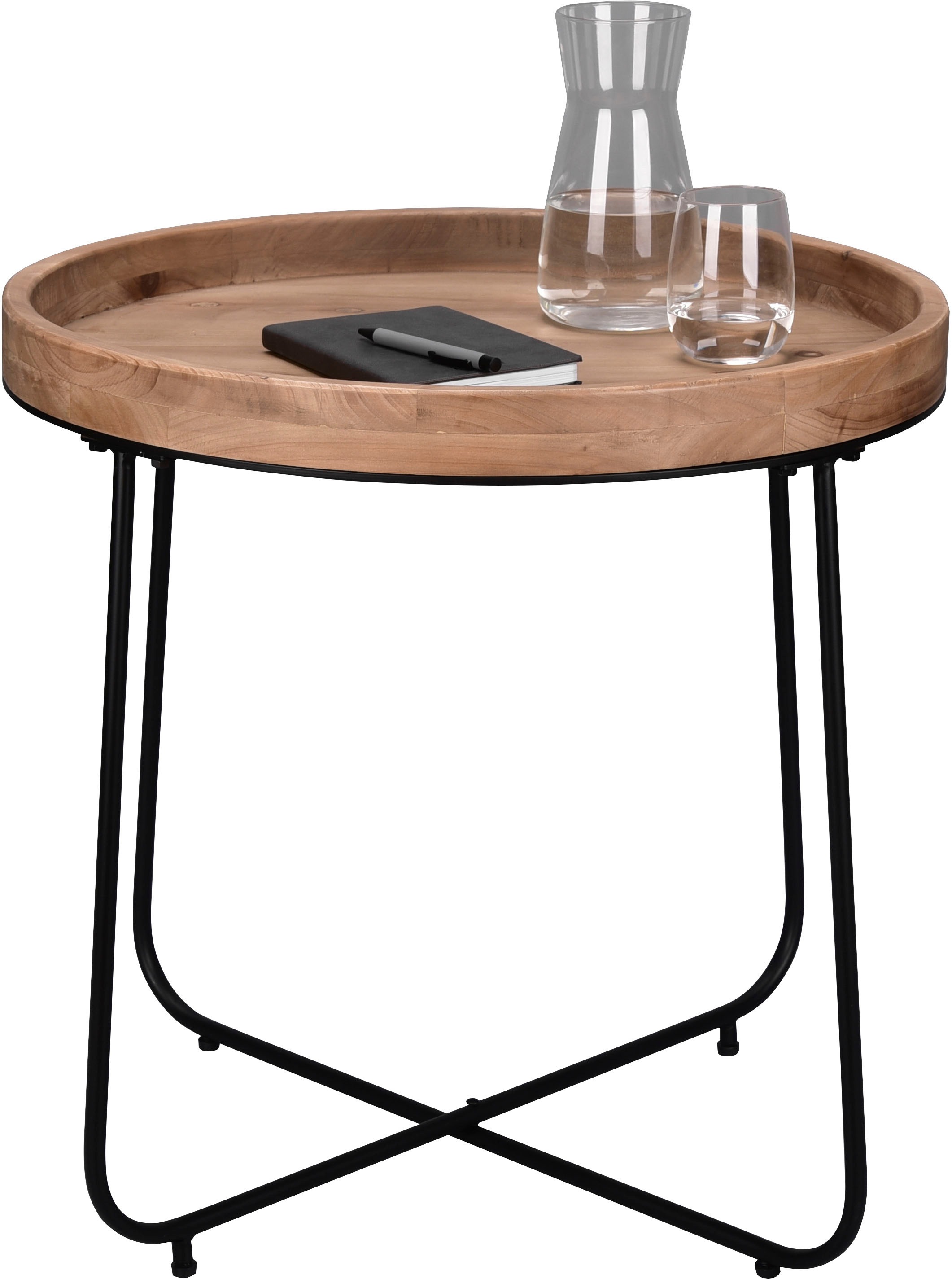 MIRRORS AND MORE Beistelltisch »Jette« 1 Stk. tlg. hochwertige Echtholzplatte