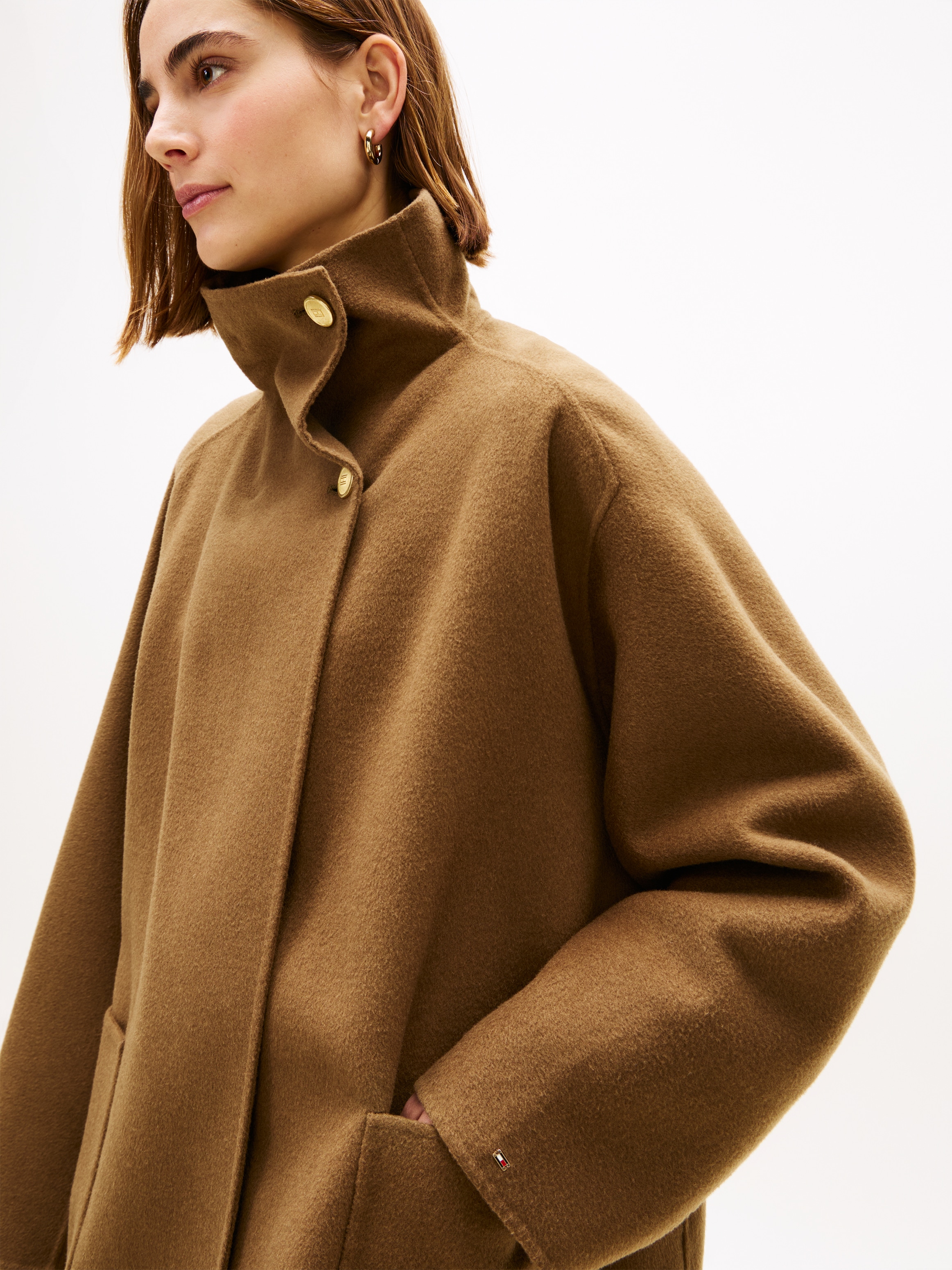 Tommy Hilfiger Kurzmantel »DF WOOL GB FUNNEL NK COAT« mit Wolle