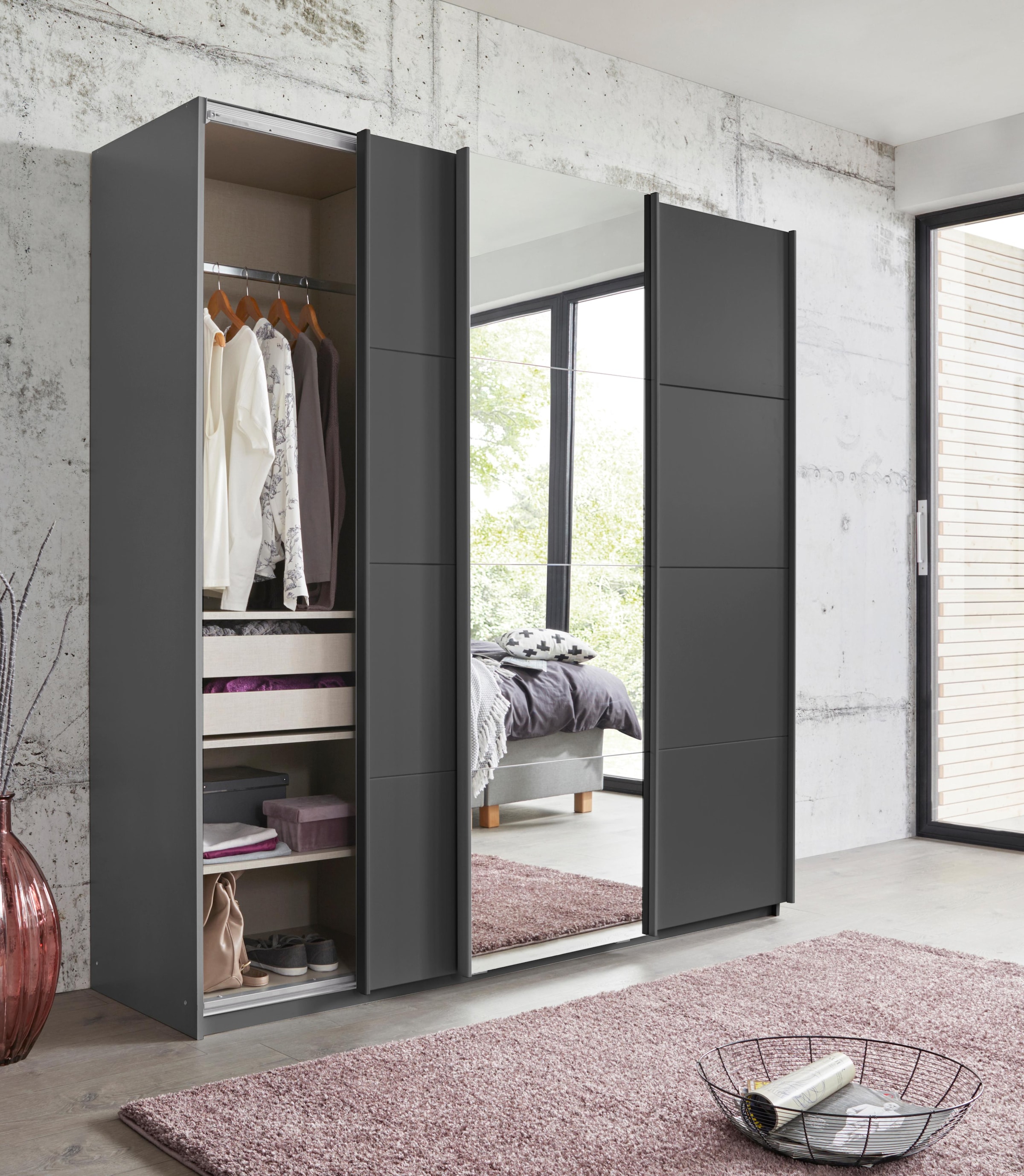 rauch Schwebetürenschrank »Kleiderschrank Schrank Garderobe Wäscheschrank BESTSELLER KEPAN« inkl. Schubladen-Einsatz und extra Einlegeböden MADE IN GERMANY