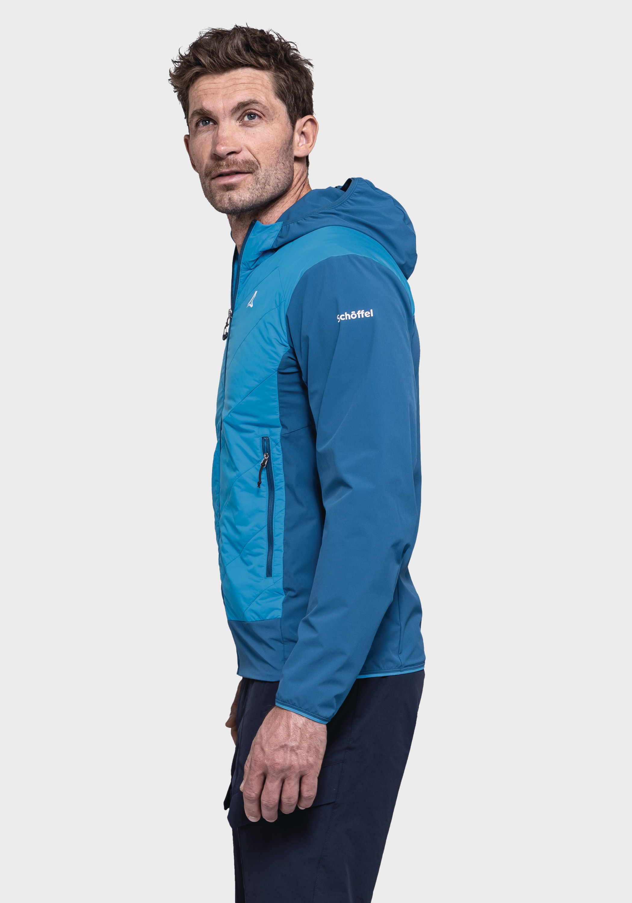 Schöffel Funktionsjacke »Hiking Hybrid Jk Style Blaueis MNS«, mit Kapuze