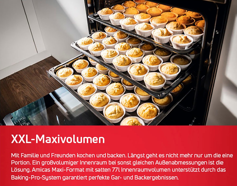Amica Einbaubackofen  »EBPX 946 700 E«, mit Teleskopauszug nachrüstbar, Steam Clean, Pyrolyse-Selbstreinigung, XXL-Garraum