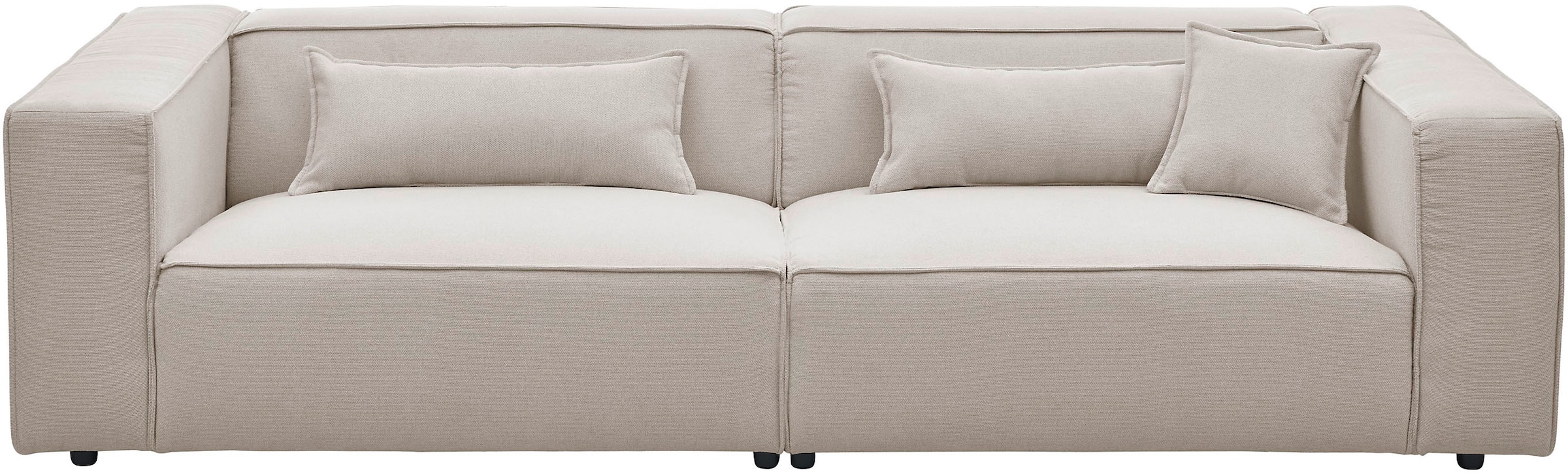 LeGer Home by Lena Gercke 3-Sitzer »PIARA, Couch mit Kedernaht, Sofa in Cord oder Leinenoptik«, schwarze Füße, bequemer Sitzkomfort