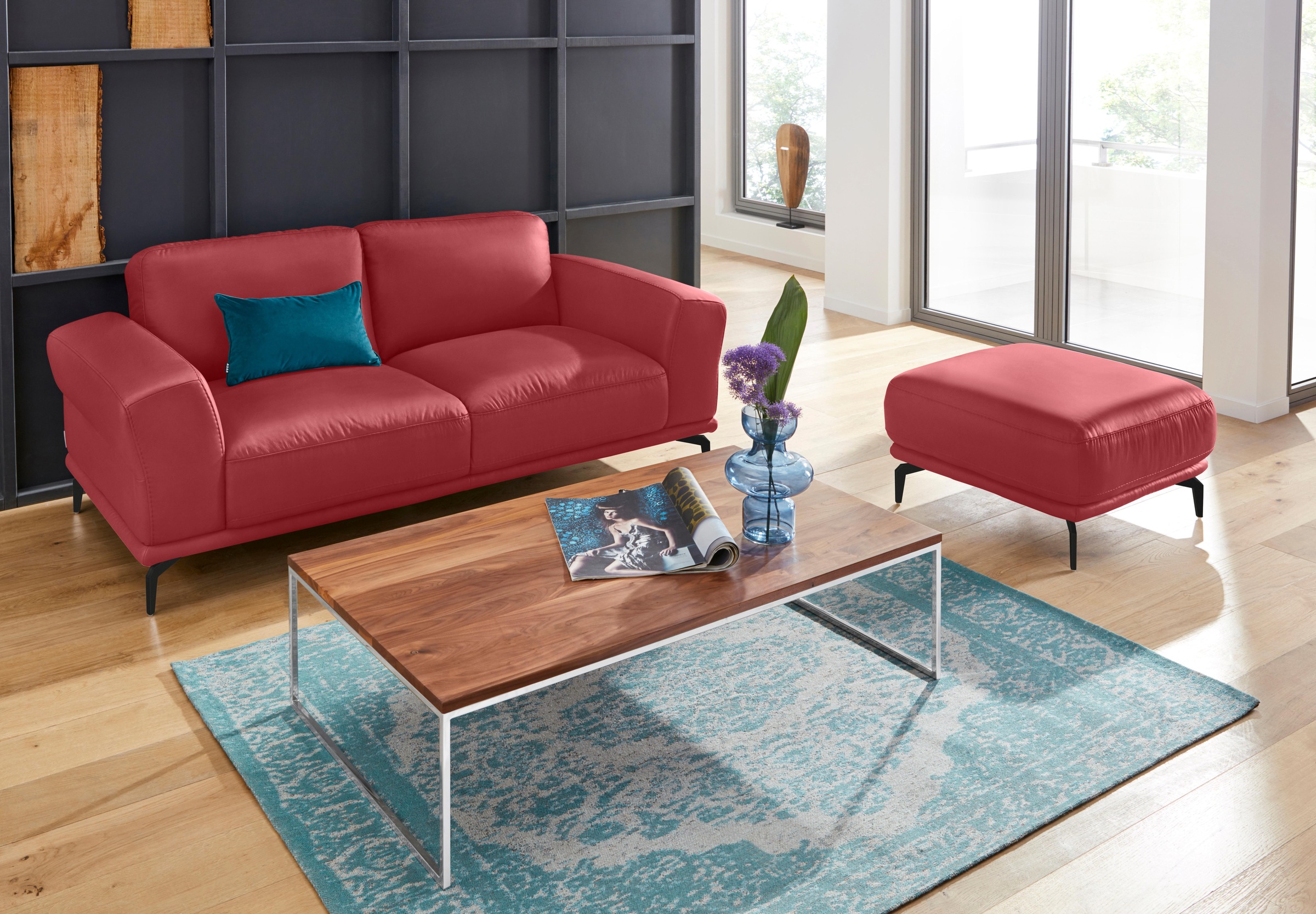 W.SCHILLIG Hocker »montanaa« mit Metallfüßen in Schwarz pulverbeschichtet, Breite 71 cm