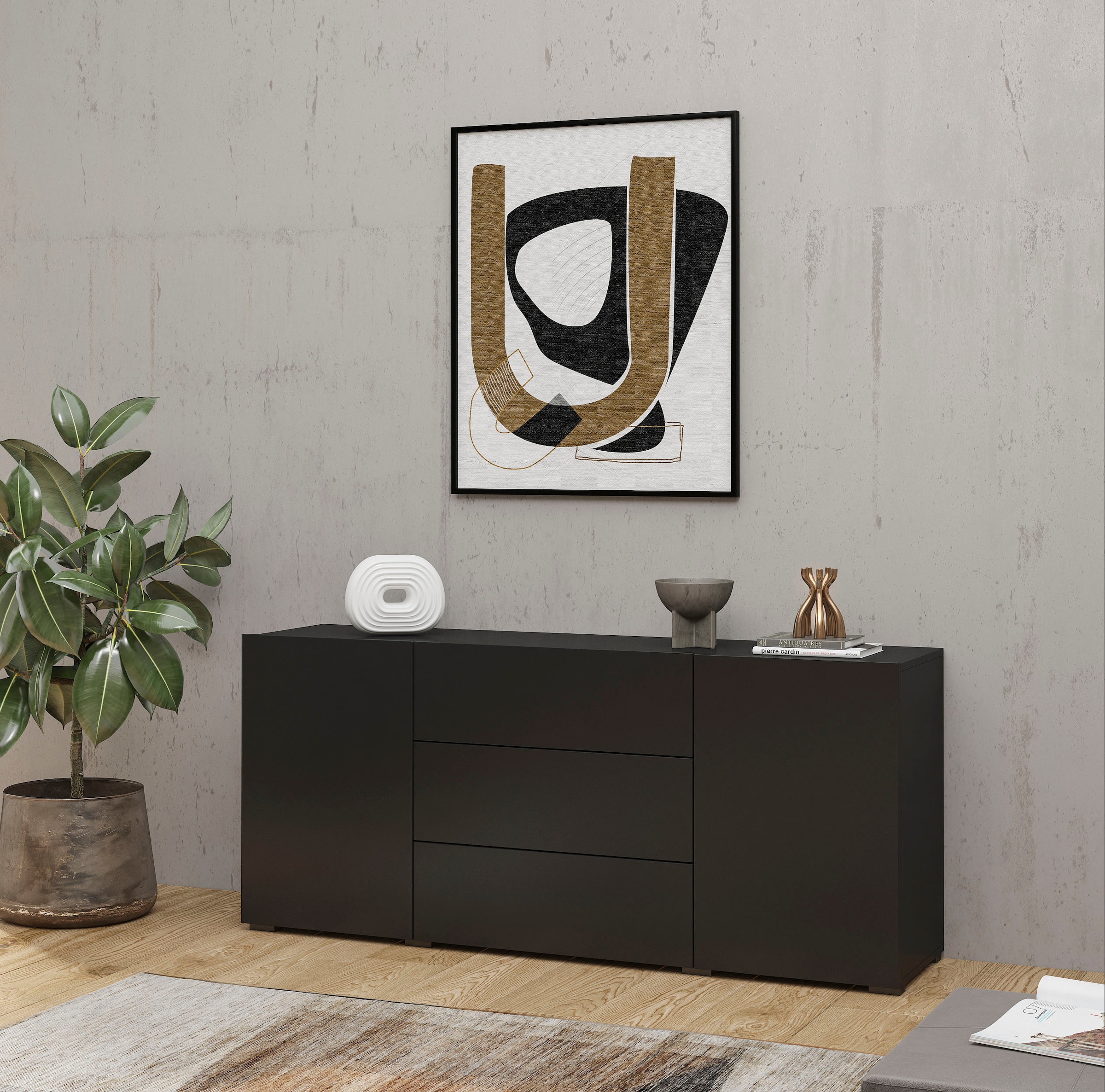 INOSIGN Sideboard »Ava, Breite 140 cm, hängend und stehend montierbar«, moderne grifflose Kommode, Schubladenschrank, 2Türen/3Schubkästen
