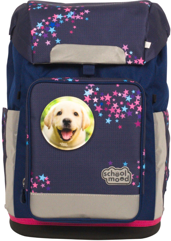 SCHOOL-MOOD® Schulranzen »Rebel Air+, Leni (Hund)«, retroreflektierende Flächen, aus recyceltem Material