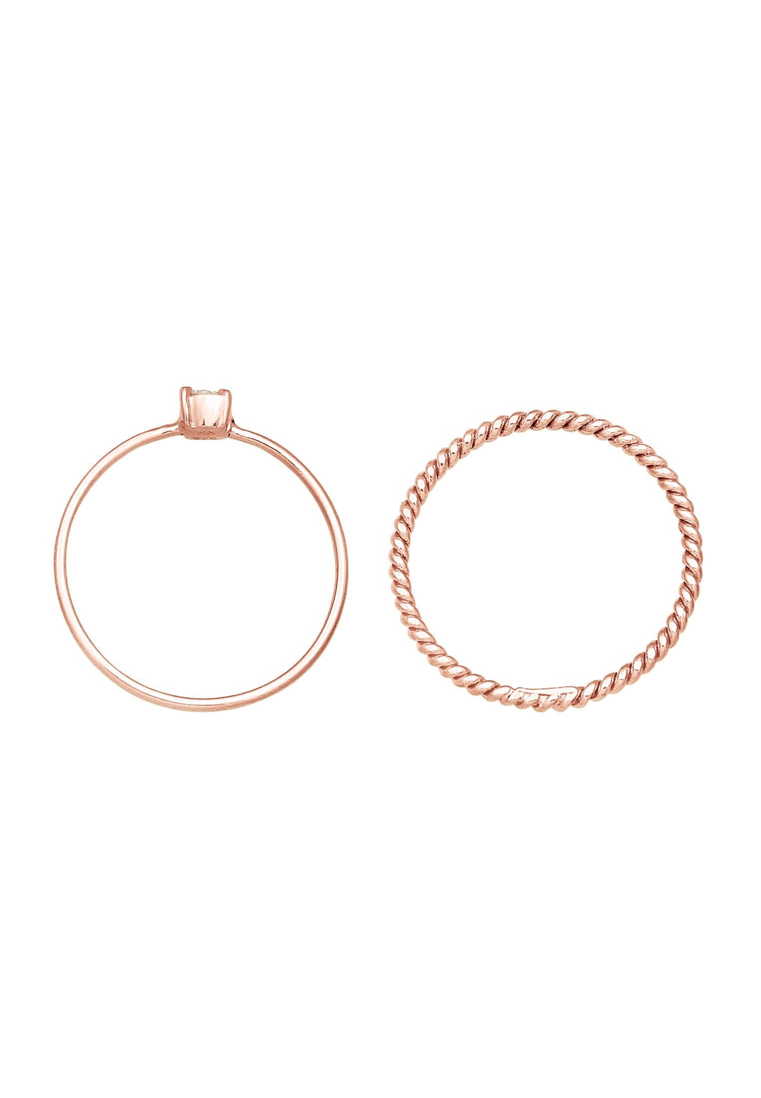 Elli Ring-Set »Ring Zirkonia Gedreht Twisted Set (2 tlg) 925 Silber«