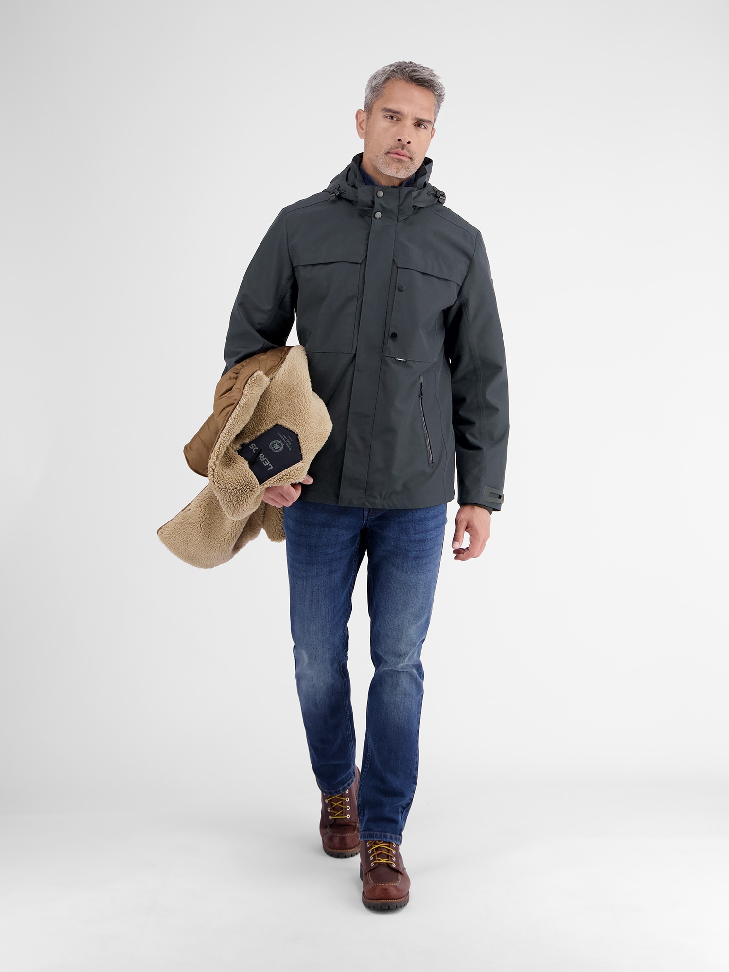 LERROS Winterjacke »Herren Winterjacke mit herausnehmbarer Innenjacke« mit Kapuze