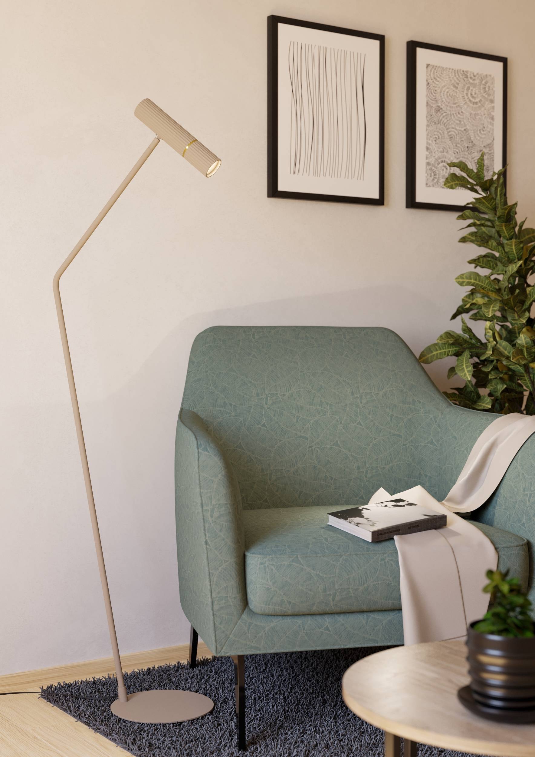 EGLO Stehlampe »Caminia LED Stehlampe, sandfarben und gold, GU10, Eck Standleuchte,« GU10 1 Stk. Stehleuchte - L40,5 x B27 x H158,5 cm - 1X4,7W inkl.