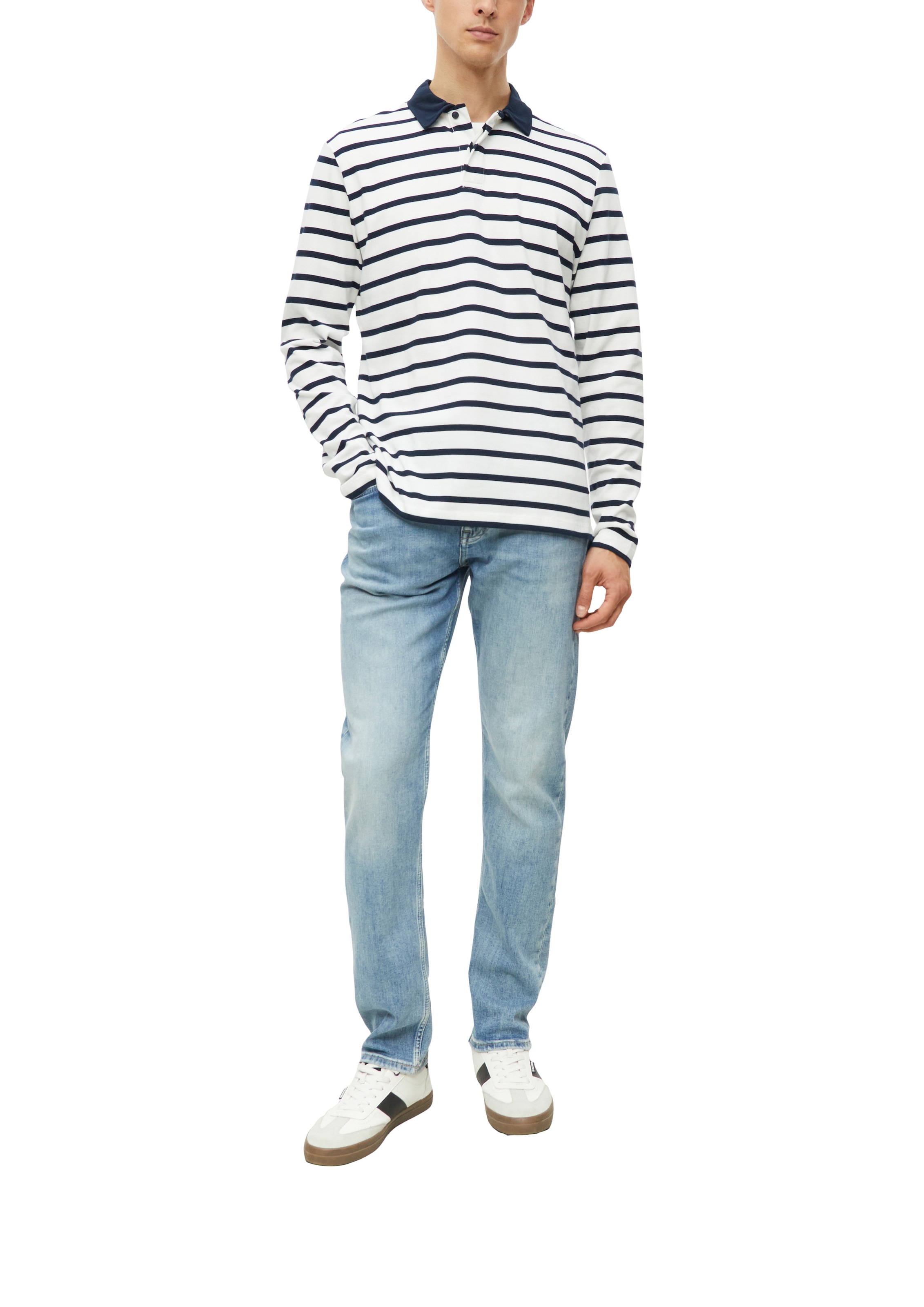 s.Oliver Langarm-Poloshirt im Streifen-Look / Baumwolle