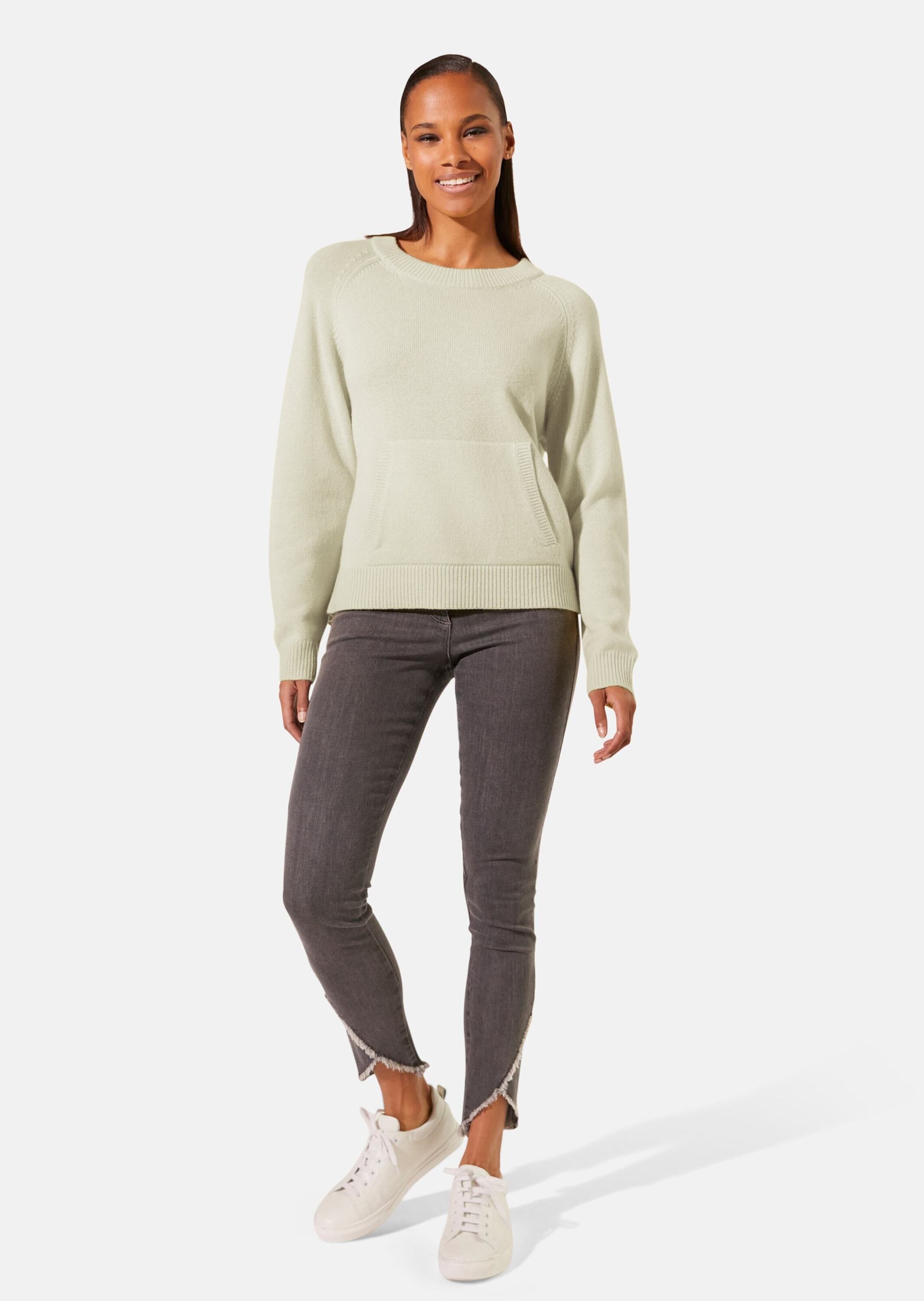 MADELEINE Longpullover »Pullover Rundhals-Pullover mit Känguru-Taschen«