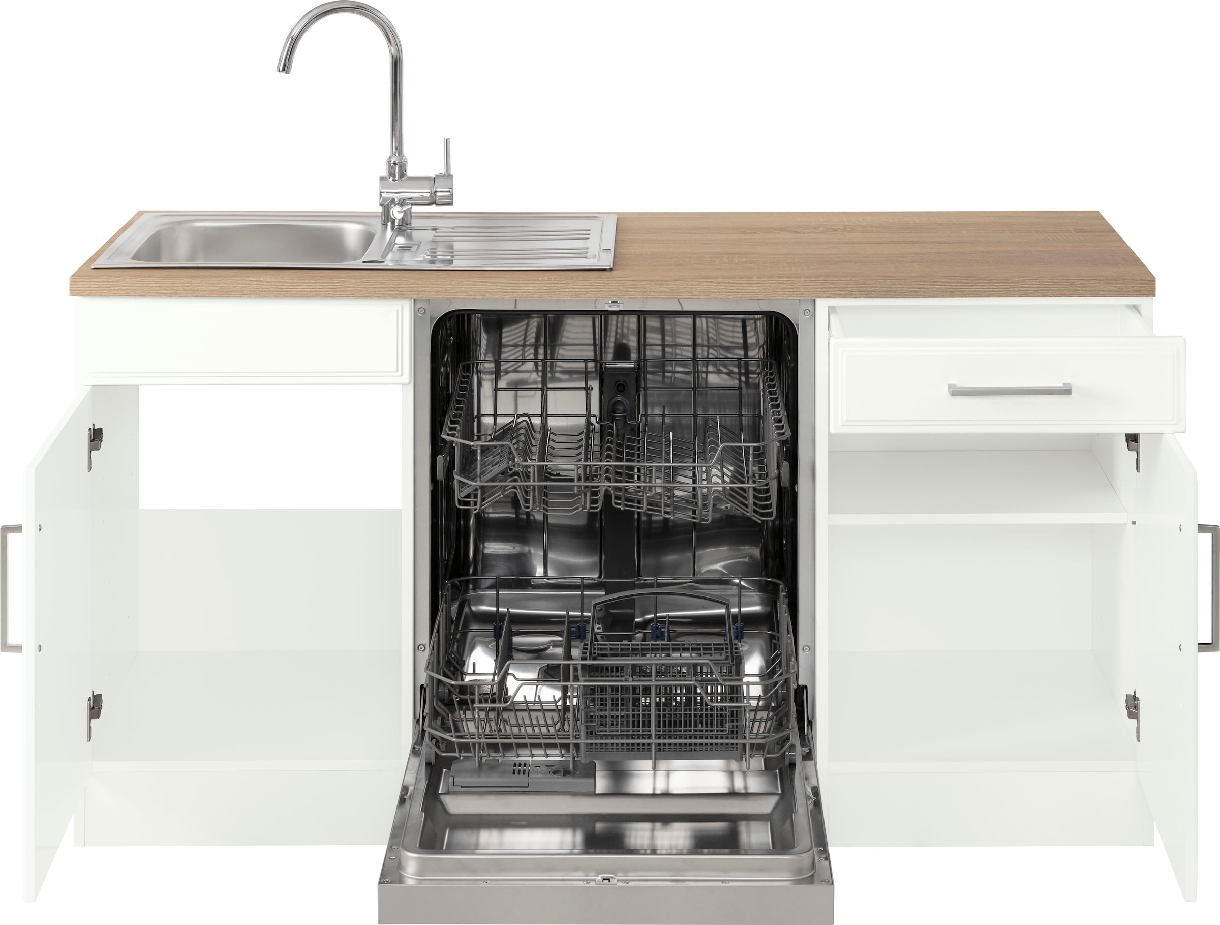 KOCHSTATION Winkelküche »KS-Stockholm – Küche mit hochwertiger und detailreicher Landhausfront« Stellbreite 220x220 cm, wahlweise mit E-Geräten, MDF-Fronten