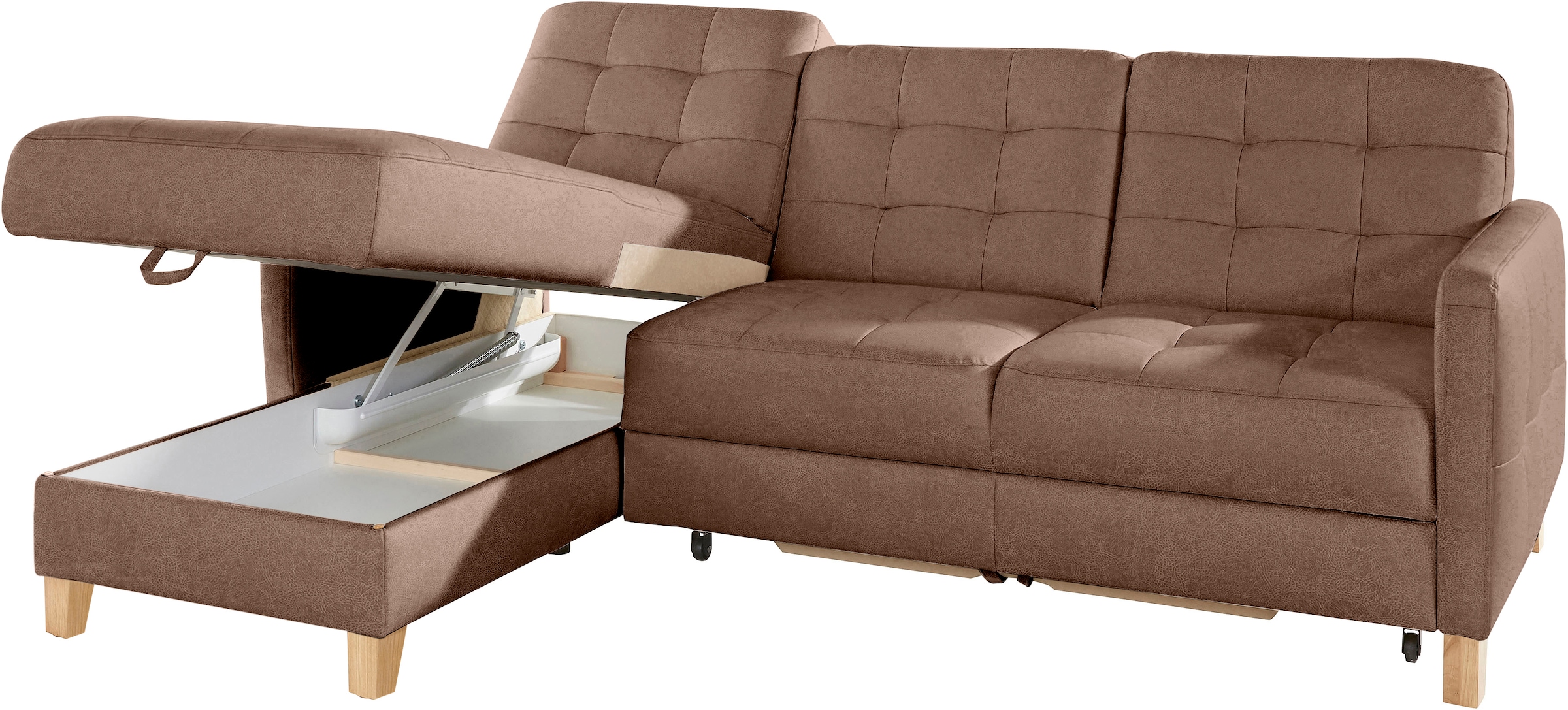 exxpo - sofa fashion Ecksofa »Elio, kompakt und komfortabel, bequem und zeitloses Design, L-Form«, wahlweise mit Bettfunktion