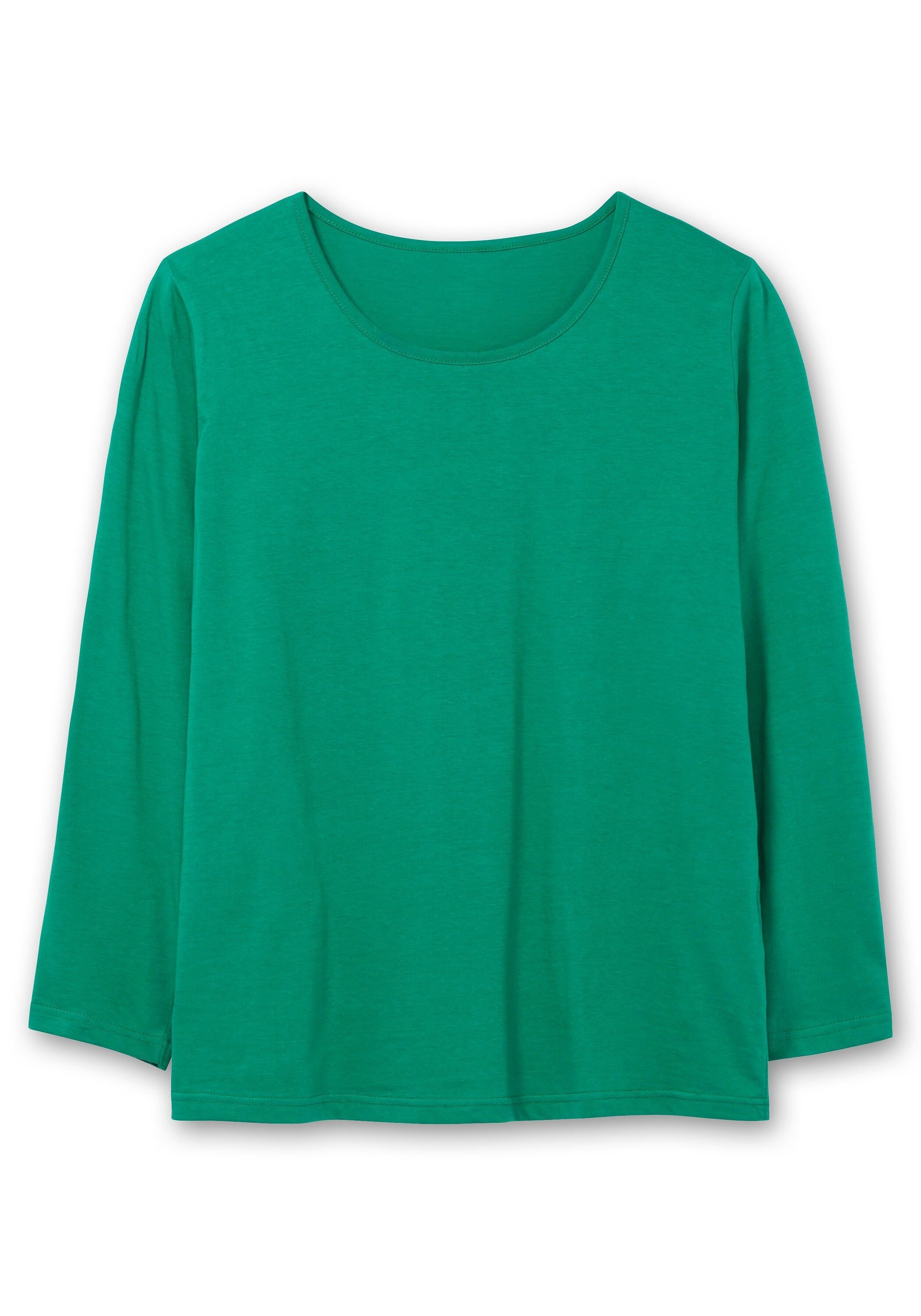 Sheego Langarmshirt »Langarmshirt mit Rundhalsausschnitt, aus Baumwolle«, mit Rundhalsausschnitt, aus Baumwolle