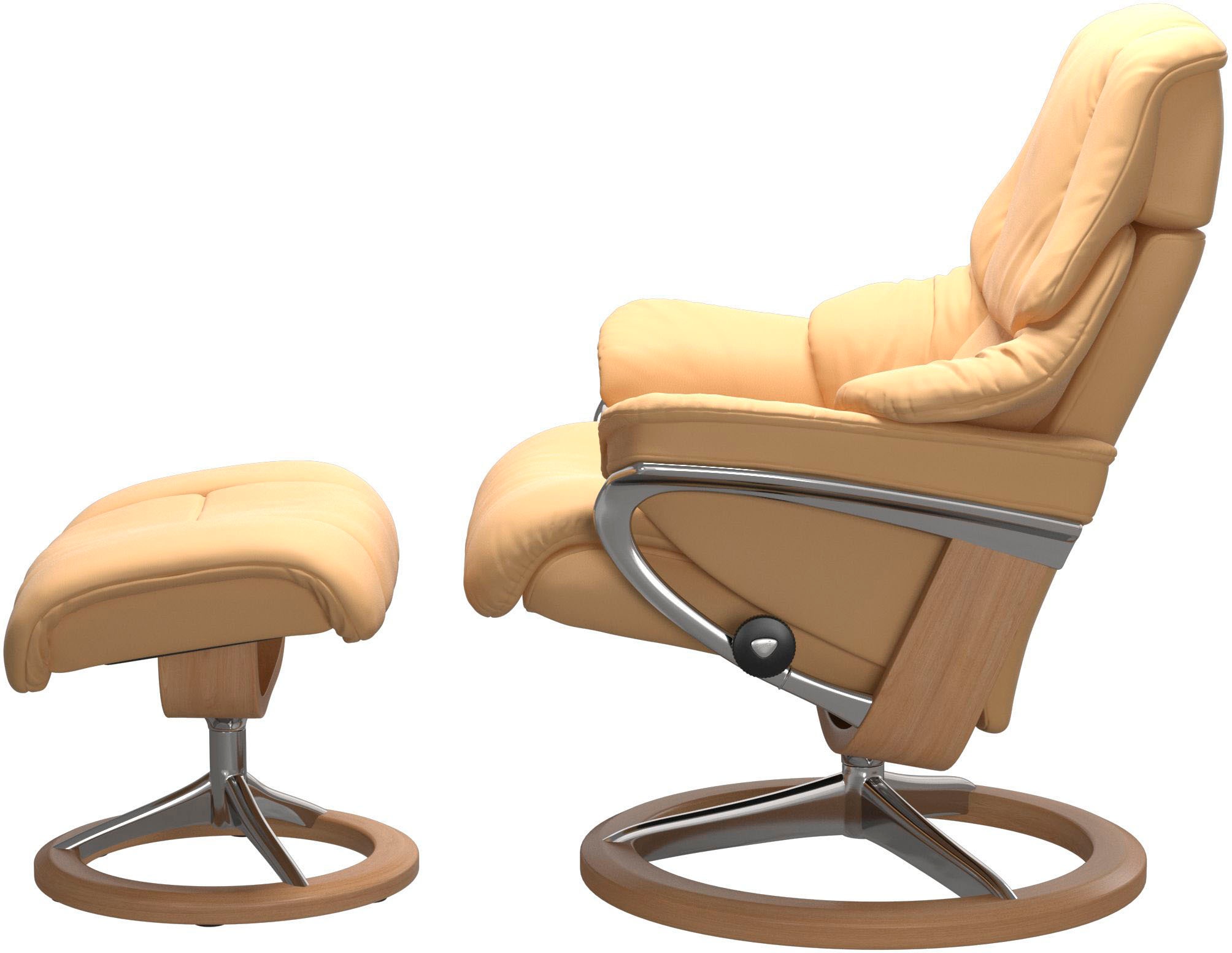 Stressless® Relaxsessel »Reno«, (Set, Relaxsessel mit Hocker), mit Hocker, mit Signature Base, Größe S, M & L, Gestell Eiche