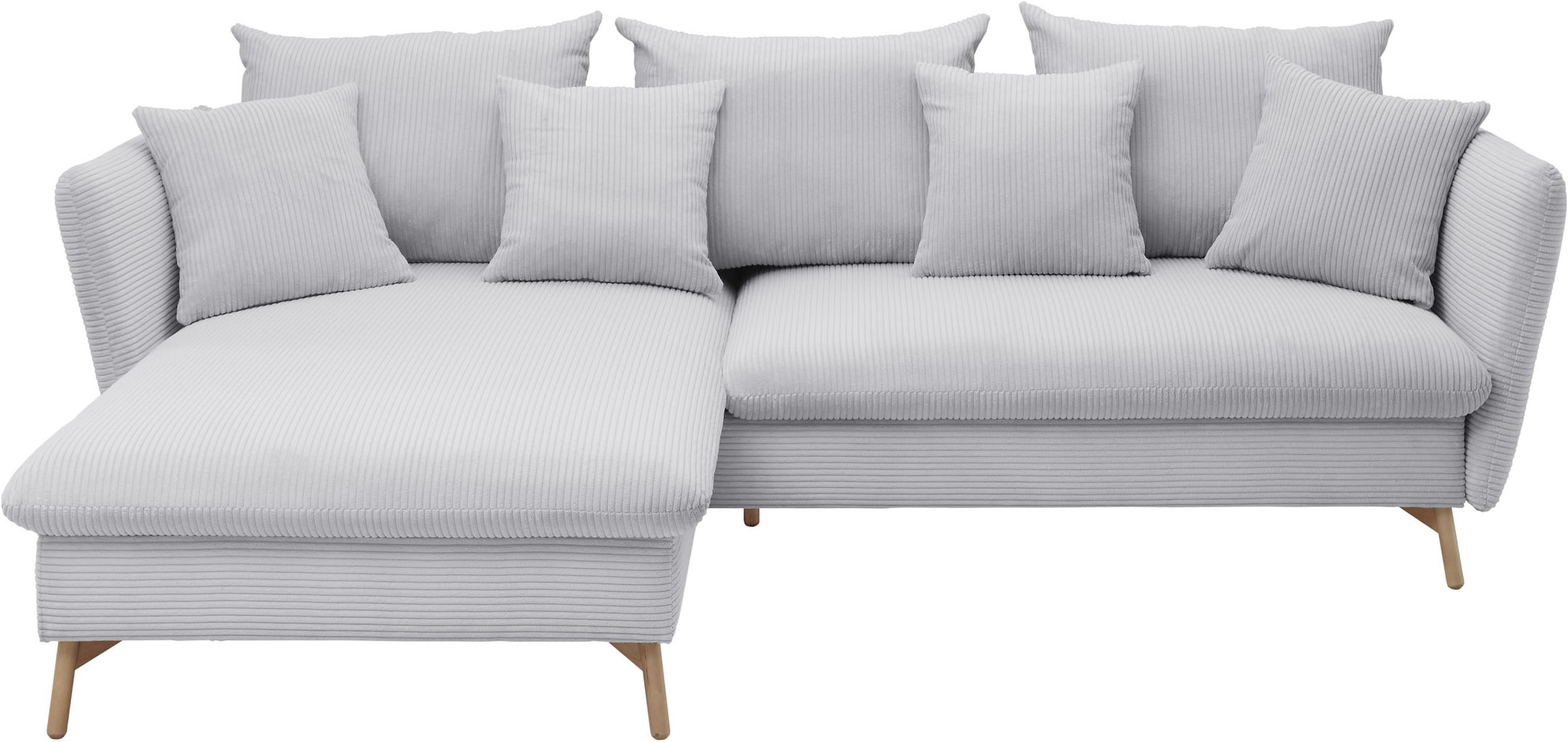 andas Ecksofa »MERLE, 258 cm, L-Form, traumhafter Cord,«, mit Bettfunktion und Bettkasten, Liegefläche 224 x 139