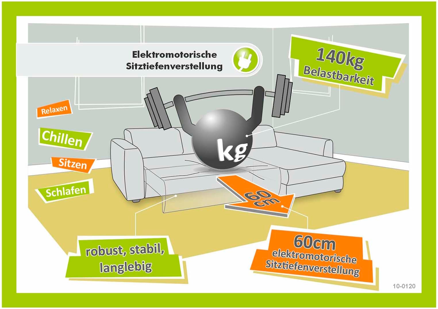 Jockenhöfer Gruppe Ecksofa »Racer, L-Form, B: 290cm, mit 60 cm elektrischer Sitztiefenverstellung« 140kg Belastbarkeit je Sitz, verstellbaren Kopfstützen, USB-Ports
